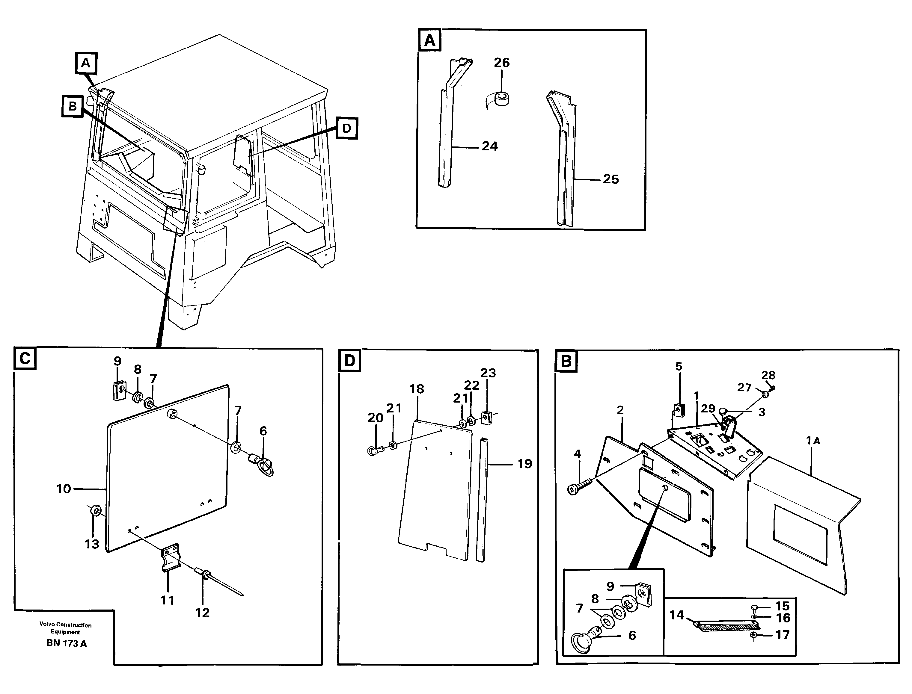 Схема запчастей Volvo A25C - 27570 Cover plates and doors A25C