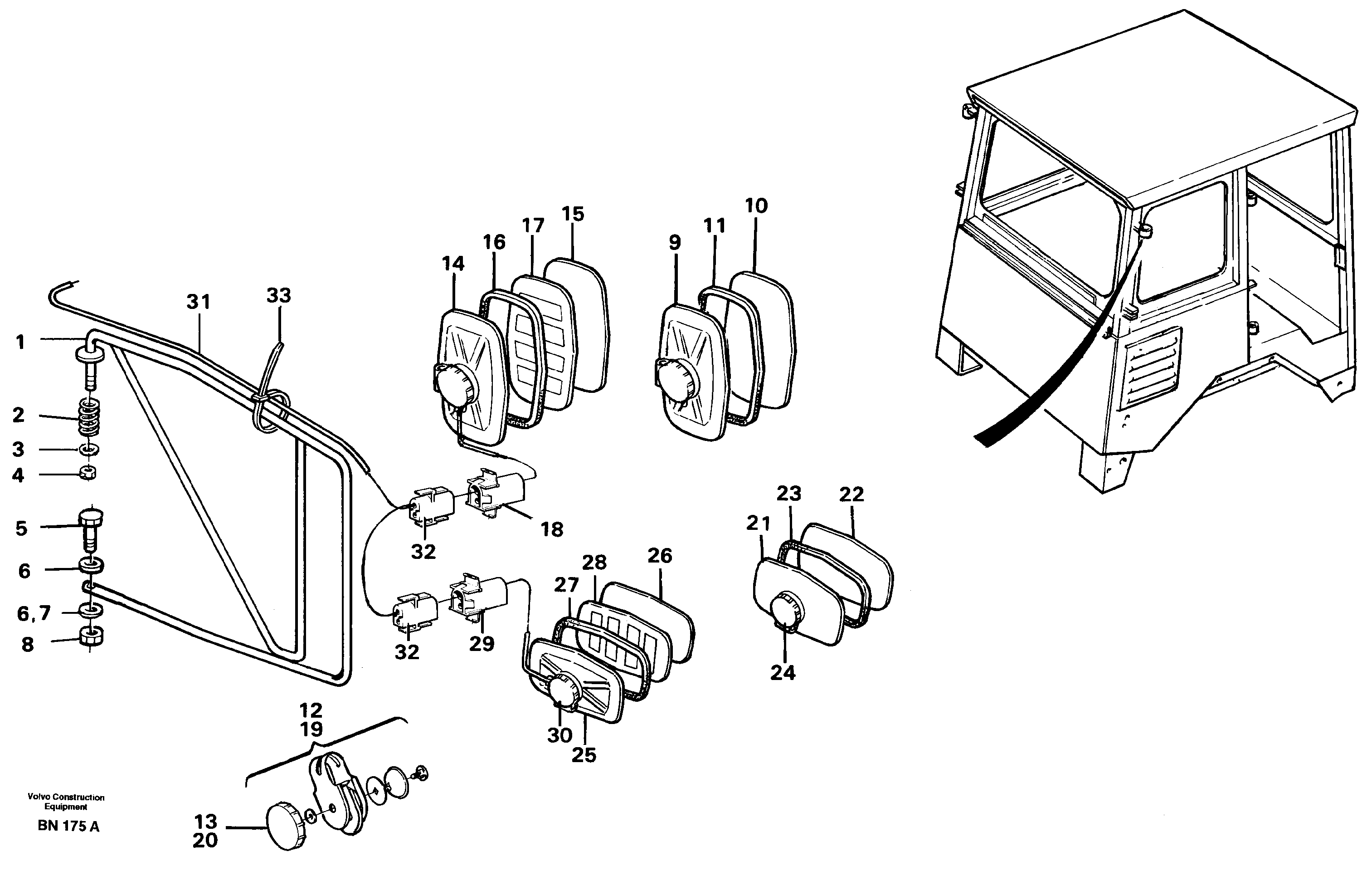 Схема запчастей Volvo A25C - 65396 Rear view mirror A25C