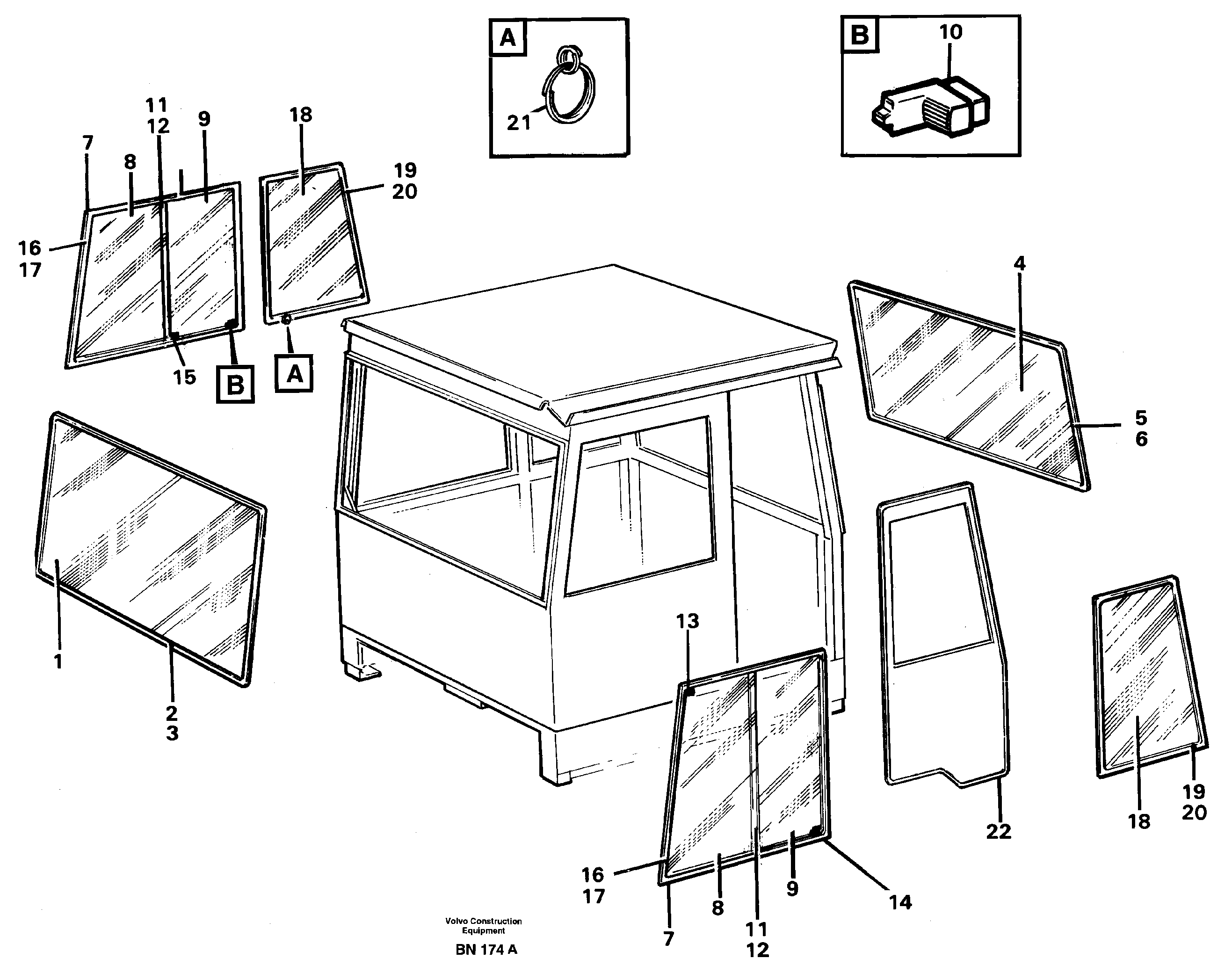 Схема запчастей Volvo A25C - 23608 Glass panes A25C