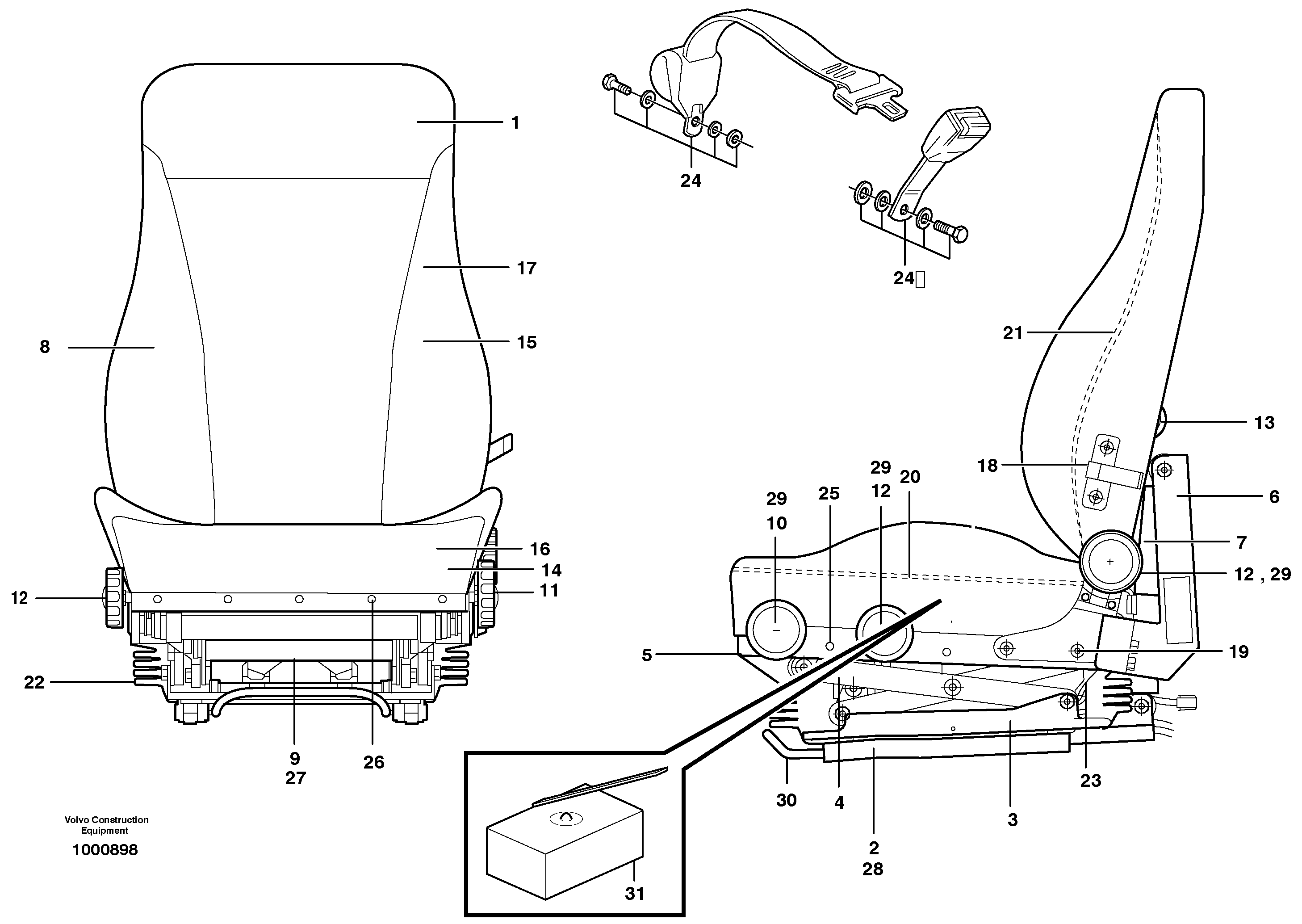 Схема запчастей Volvo A25C - 35222 Operators seat, heated, air suspensioned A25C