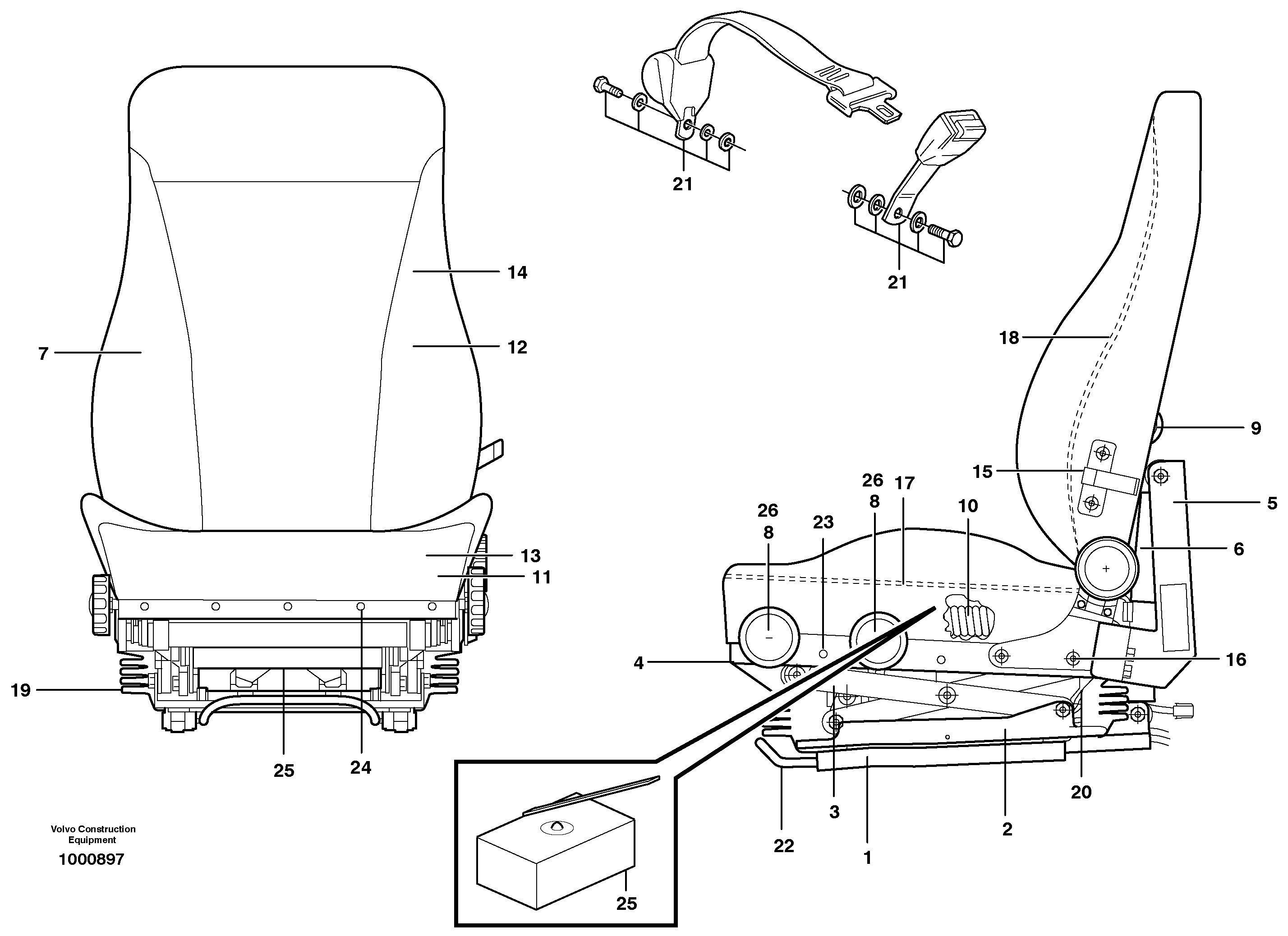 Схема запчастей Volvo A25C - 49301 Operators seat A25C