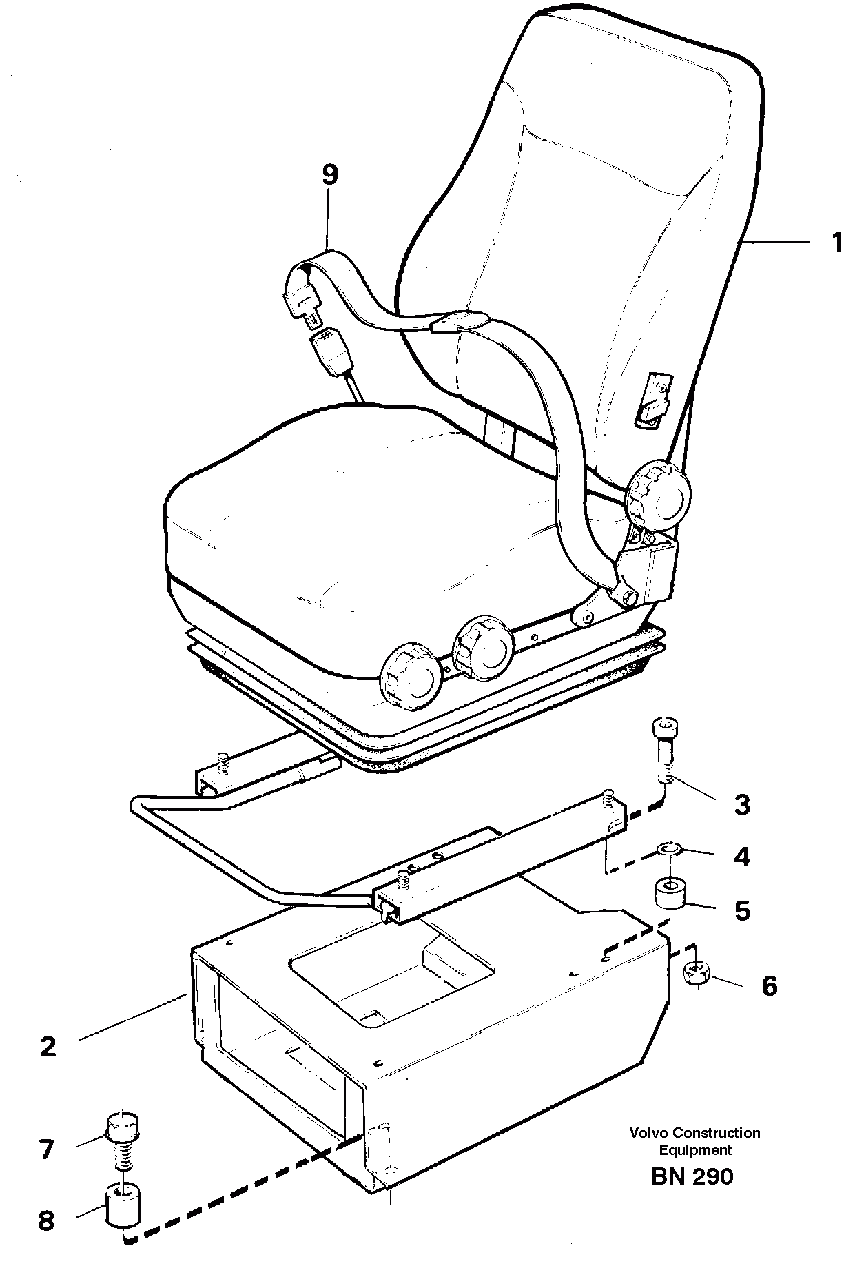 Схема запчастей Volvo A25C - 84332 Operator seat with fitting parts A25C