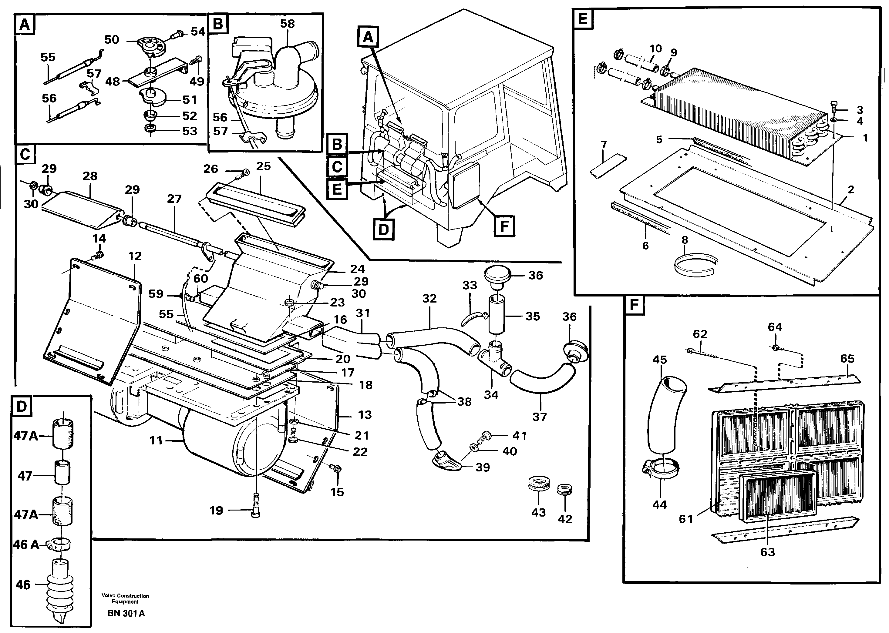 Схема запчастей Volvo A25C - 83844 Cab ventilation A25C