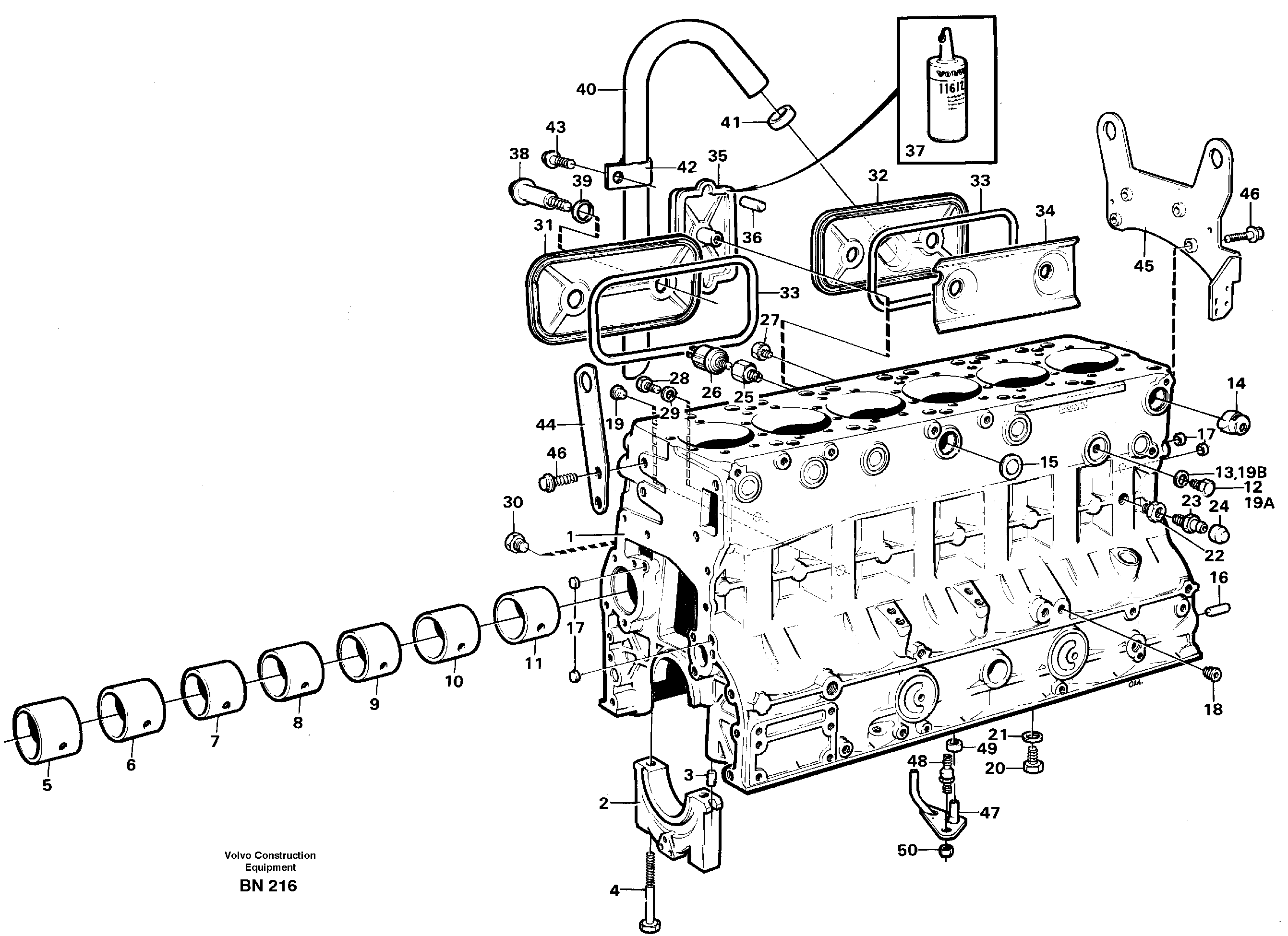 Схема запчастей Volvo A25C - 98983 Блок цилиндров A25C