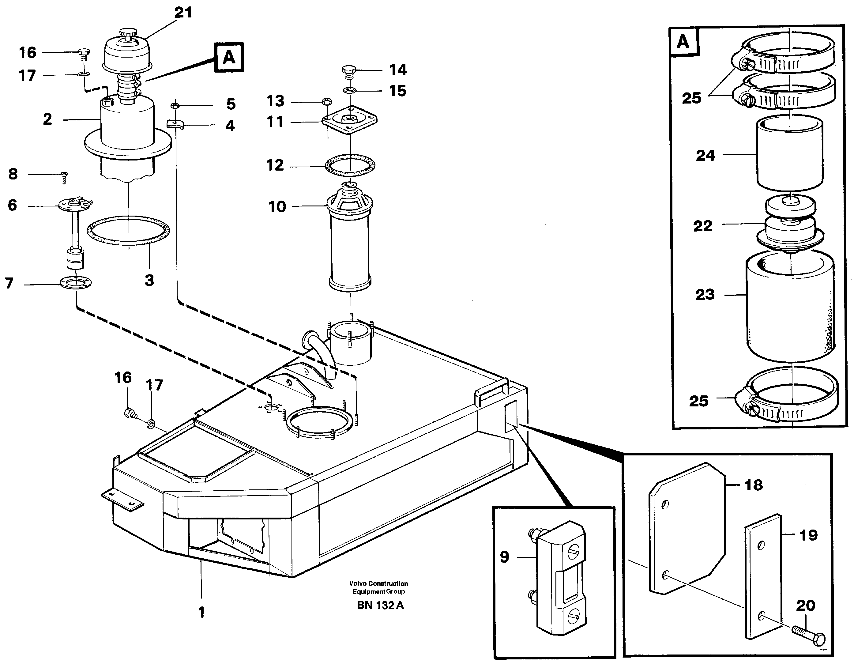 Схема запчастей Volvo A25C - 94841 Гидробак A25C