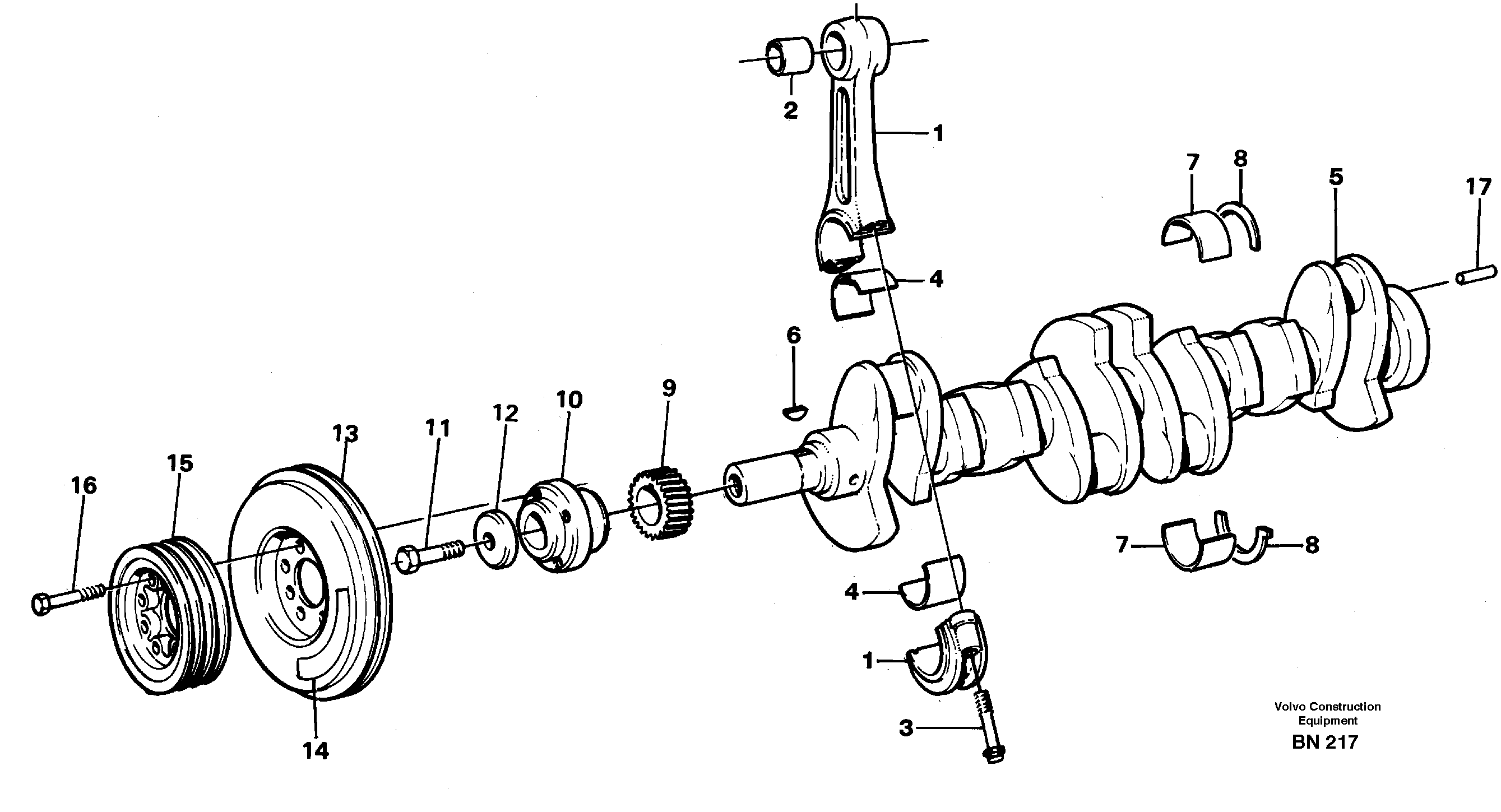 Схема запчастей Volvo A25C - 27130 Crankshaft and related parts A25C