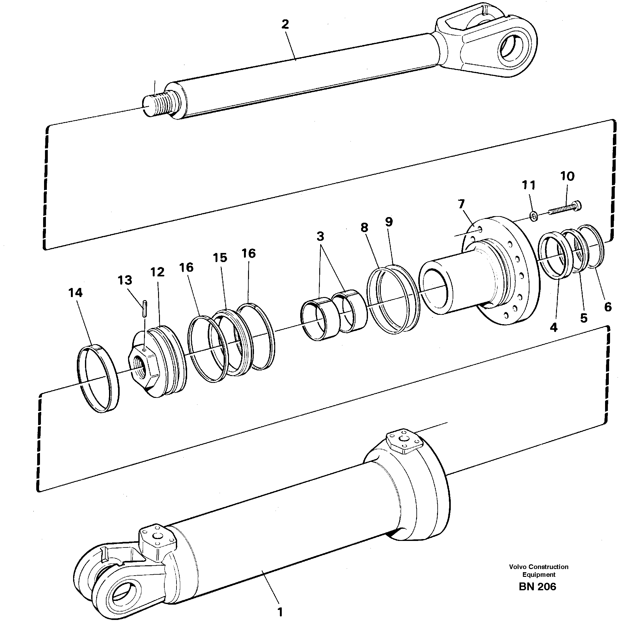 Схема запчастей Volvo A25C - 23627 Hydraulic tipping cylinder A25C