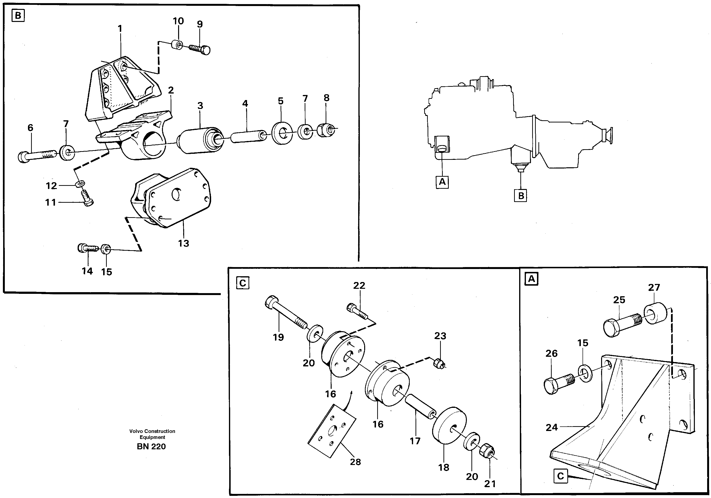 Схема запчастей Volvo A25C - 82647 Установка двигателя A25C