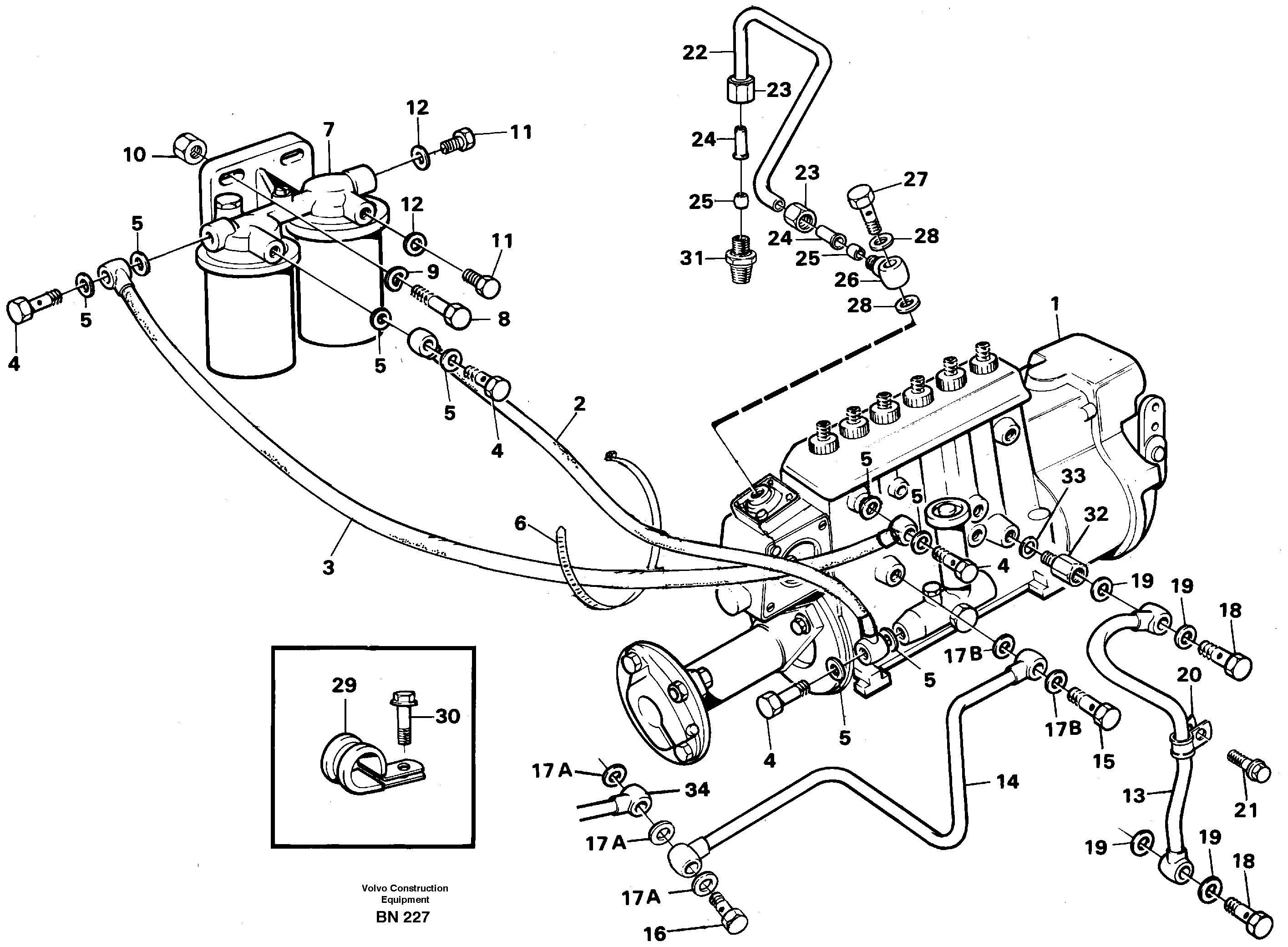 Схема запчастей Volvo A25C - 34888 Fuel pipes,fuelinjec.pumpfuel filter A25C
