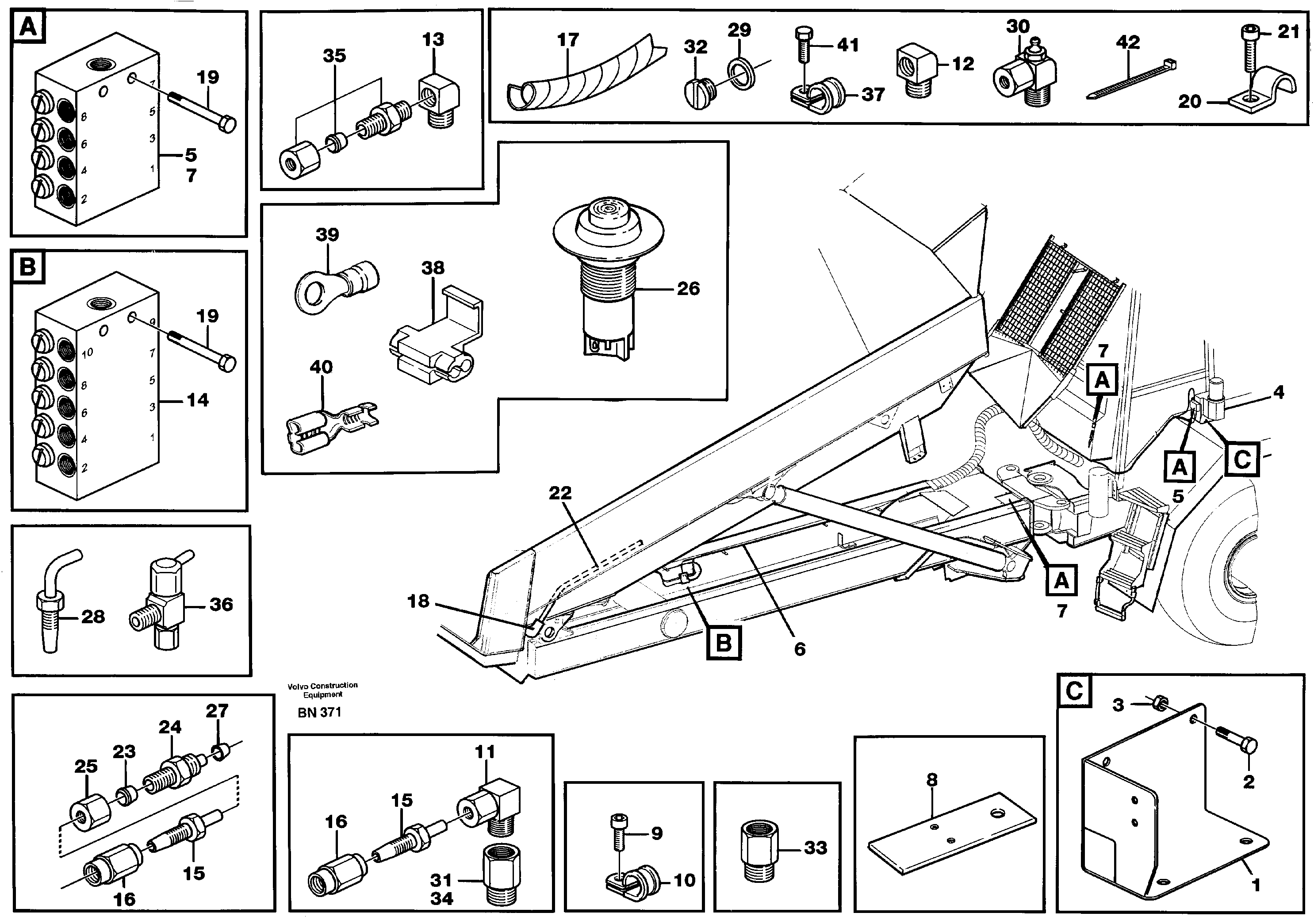 Схема запчастей Volvo A25C - 71857 Central lubrication A25C