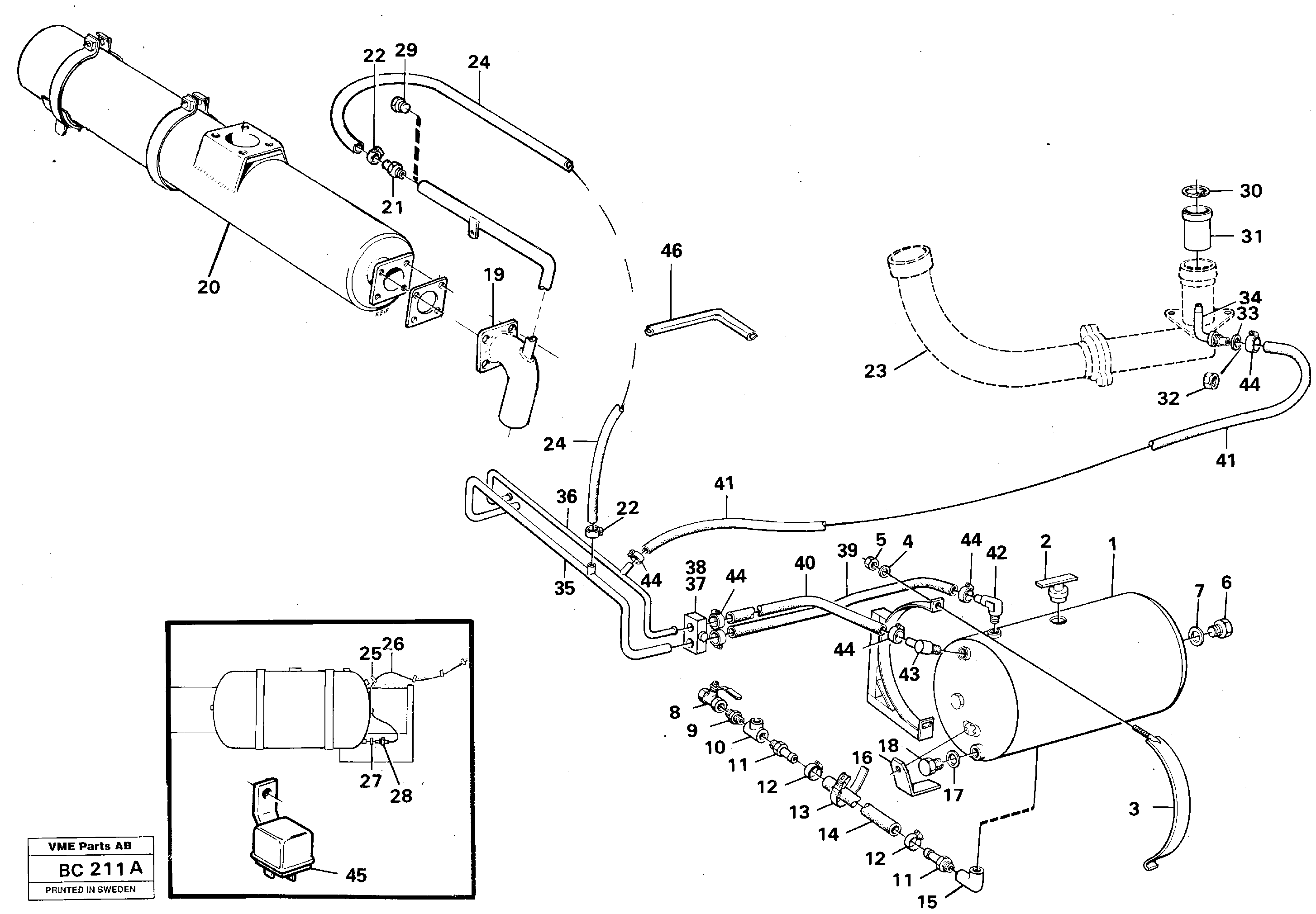 Схема запчастей Volvo A25C - 81338 Exhaust gas purification A25C VOLVO BM VOLVO BM A25C SER NO - 10256/ - 60911