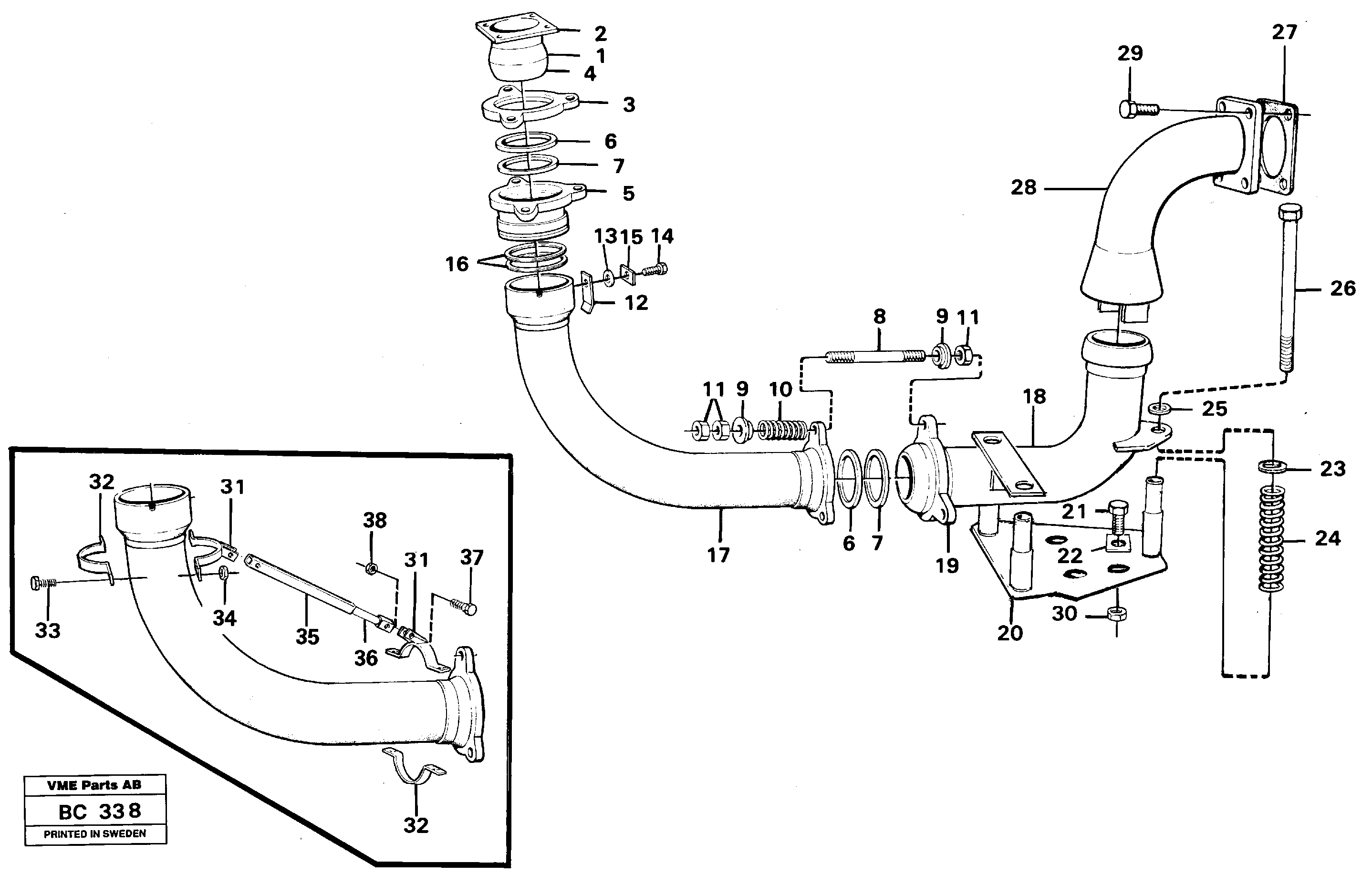 Схема запчастей Volvo A25C - 82203 Dumper basket heating A25C VOLVO BM VOLVO BM A25C SER NO - 10256/ - 60911