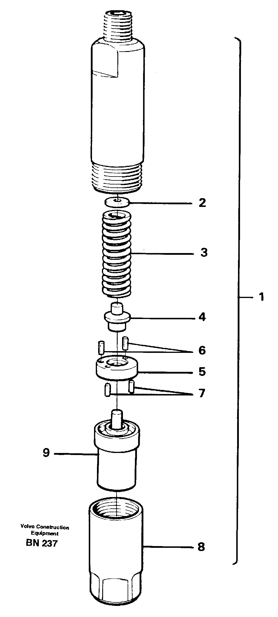 Схема запчастей Volvo A25C - 22007 Форсунка топливная (инжектор) A25C