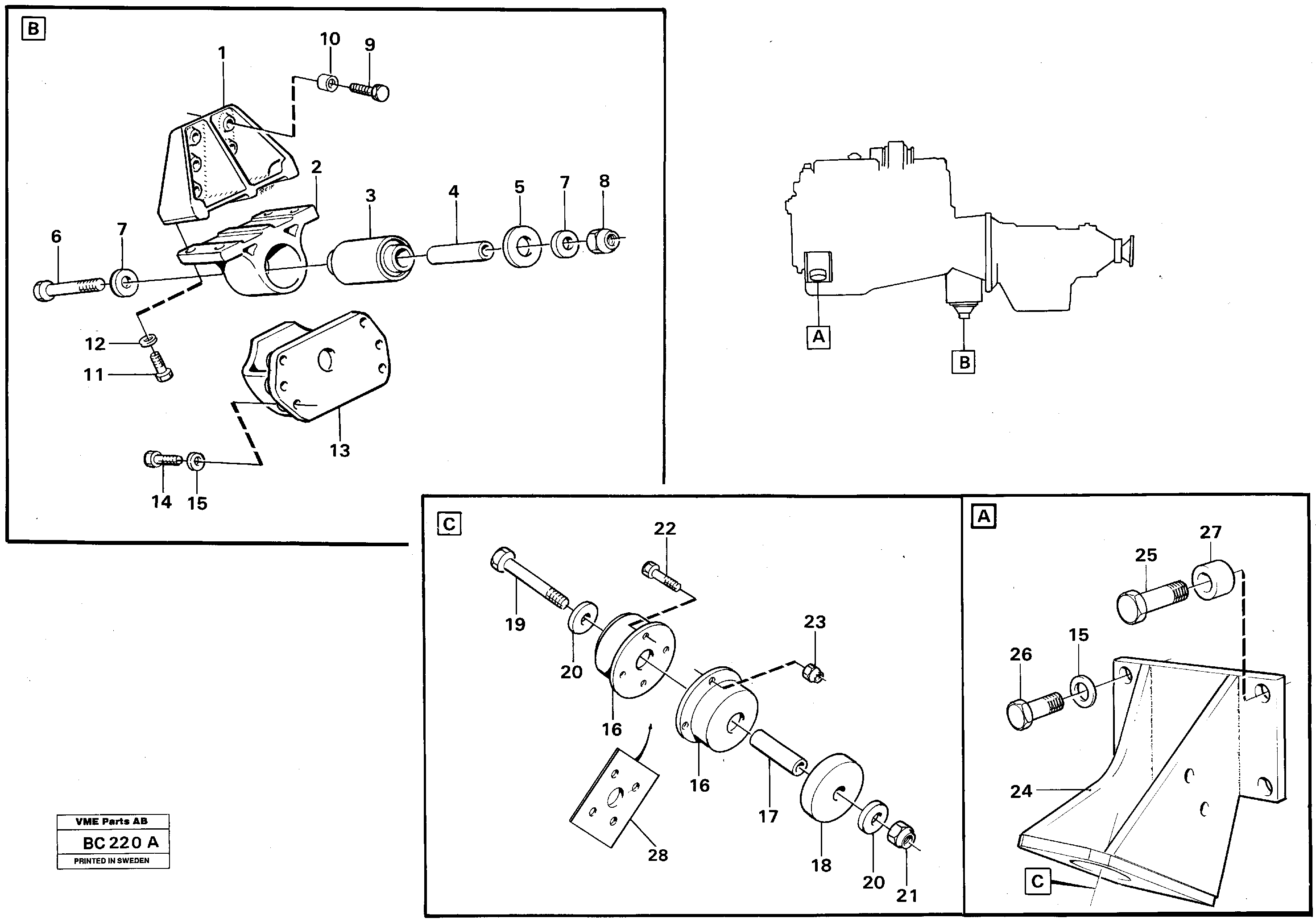 Схема запчастей Volvo A25C - 81890 Установка двигателя A25C VOLVO BM VOLVO BM A25C SER NO - 10256/ - 60911
