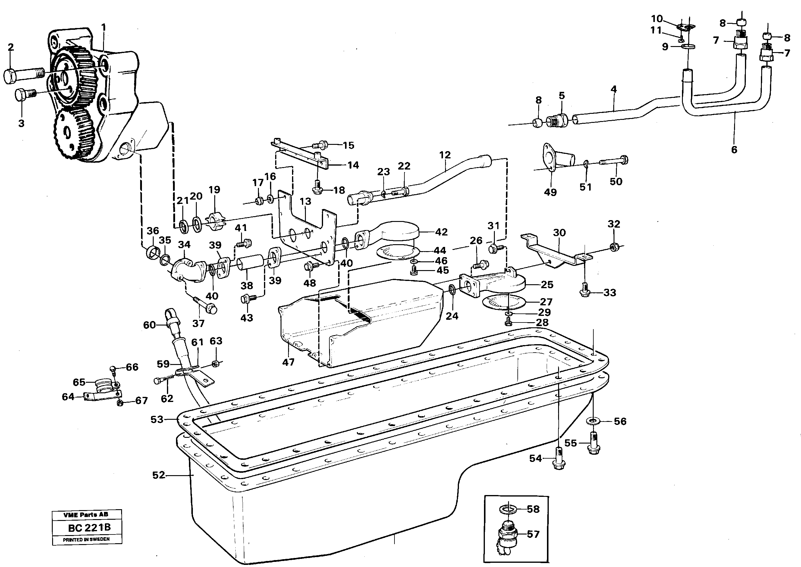 Схема запчастей Volvo A25C - 103178 Система масляной смазки A25C VOLVO BM VOLVO BM A25C SER NO - 10256/ - 60911
