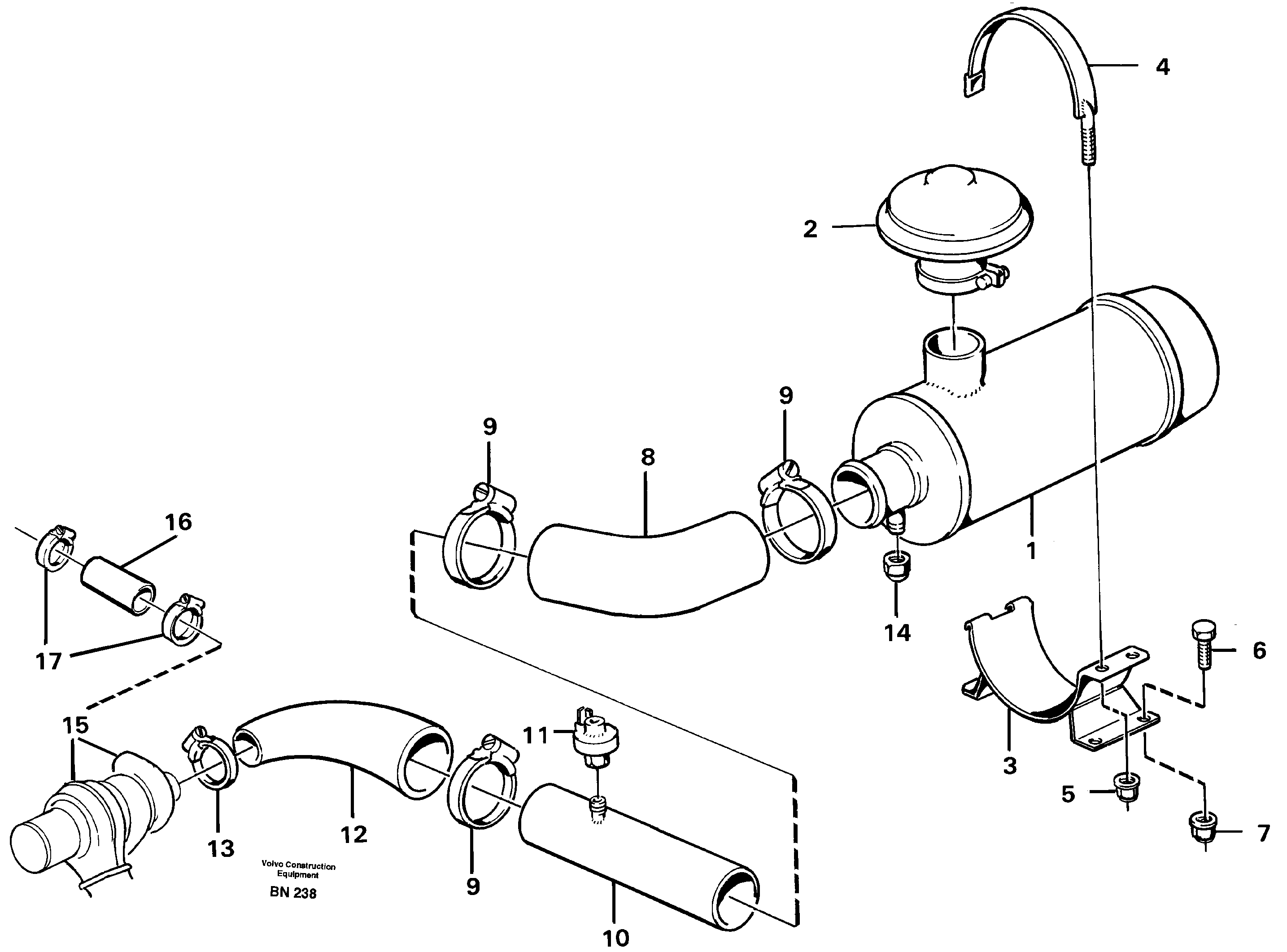 Схема запчастей Volvo A25C - 84060 Система впуска A25C