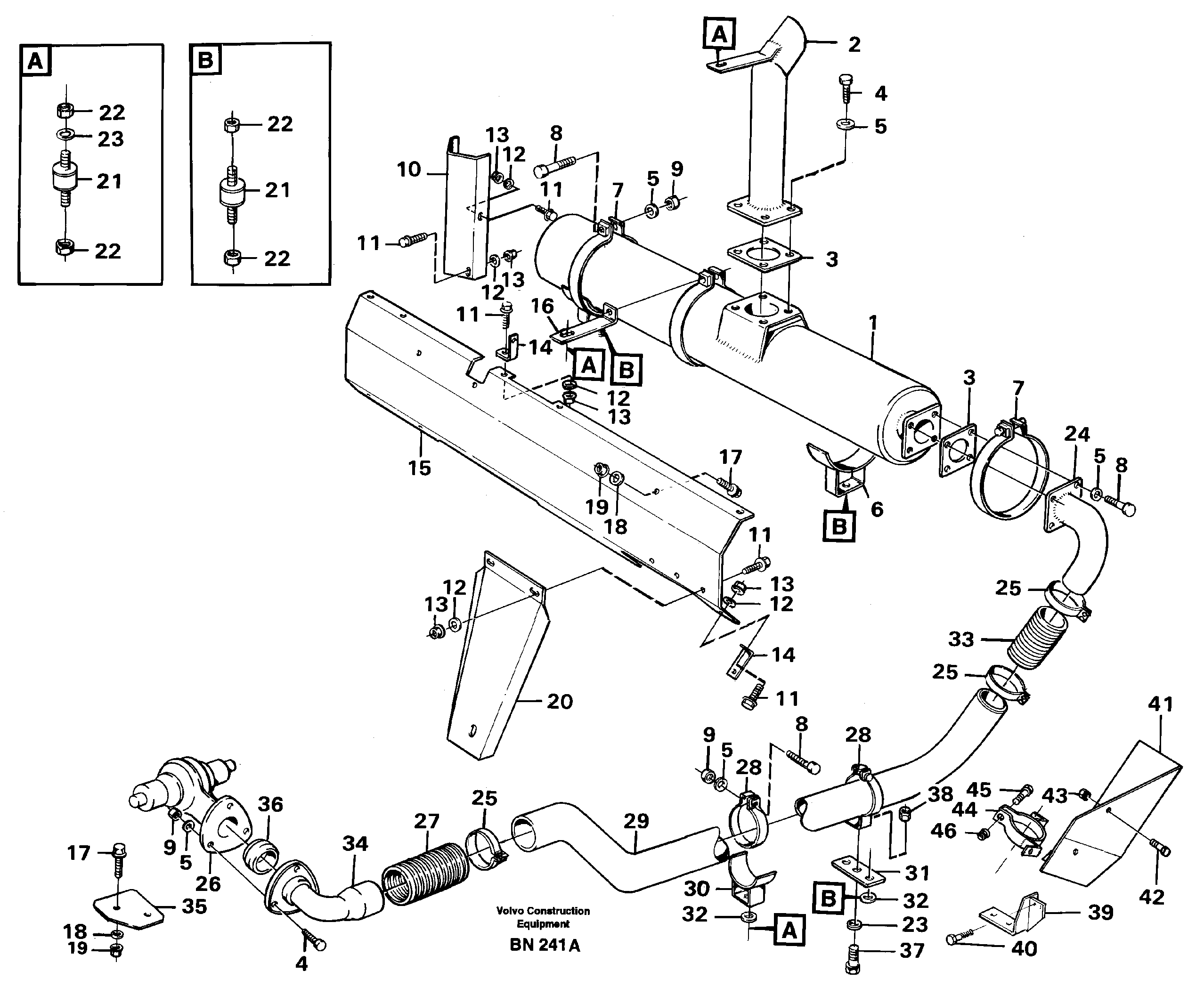 Схема запчастей Volvo A25C - 85100 Выхлопная система A25C