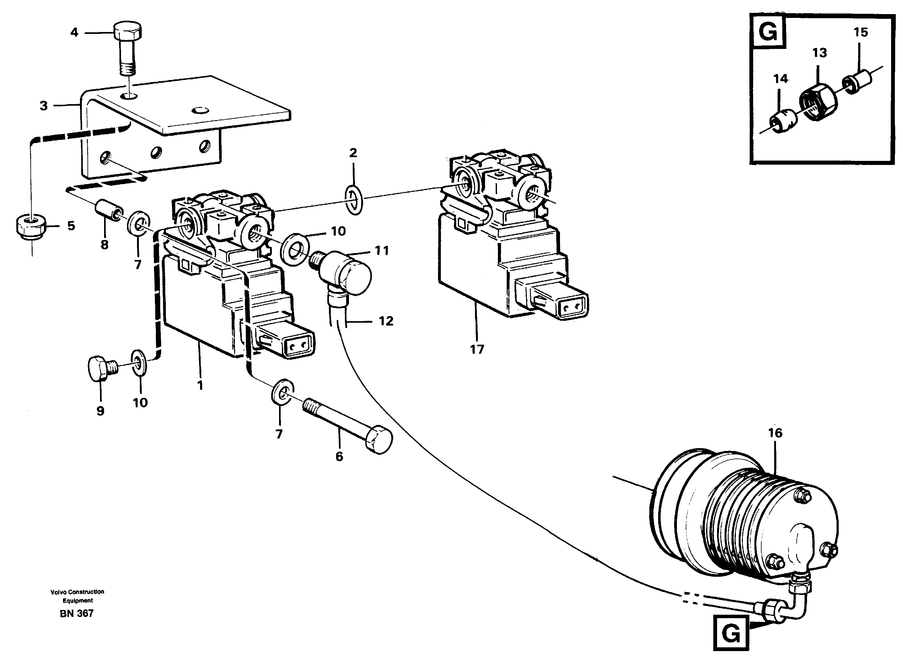 Схема запчастей Volvo A25C - 90596 Comp. air controls, exhaust pressure regulator A25C