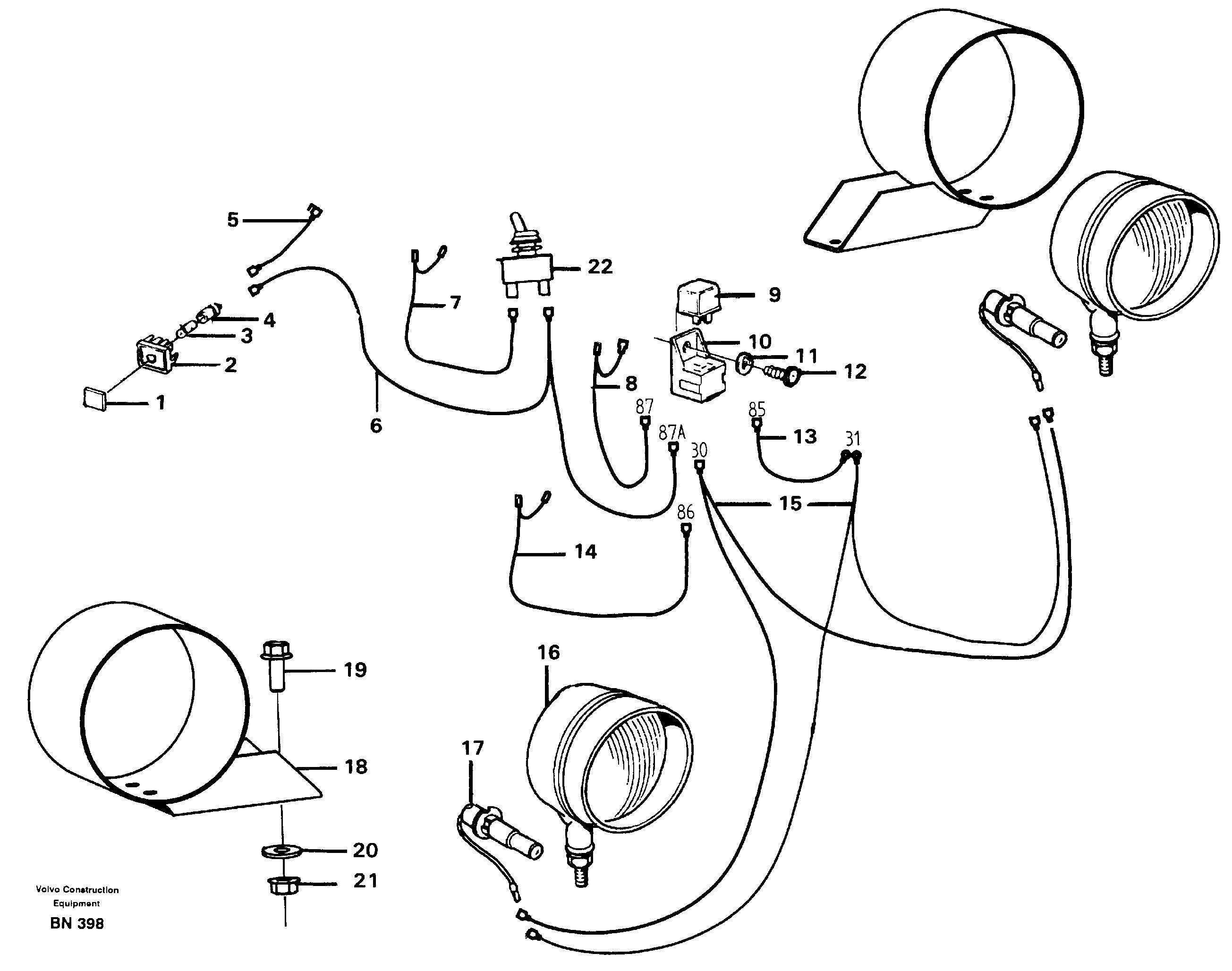 Схема запчастей Volvo A25C - 31318 Work lights A25C