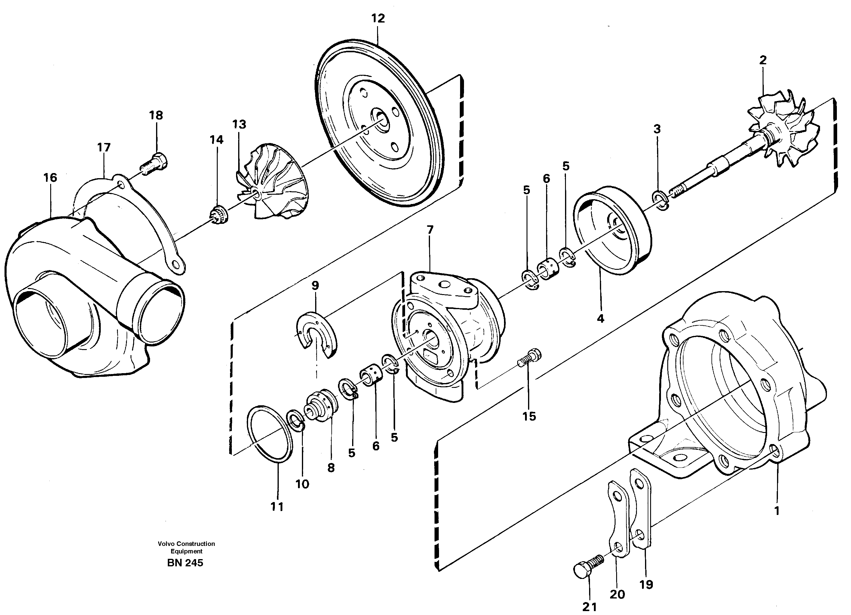 Схема запчастей Volvo A25C - 19057 Турбокомпрессор (турбина) A25C