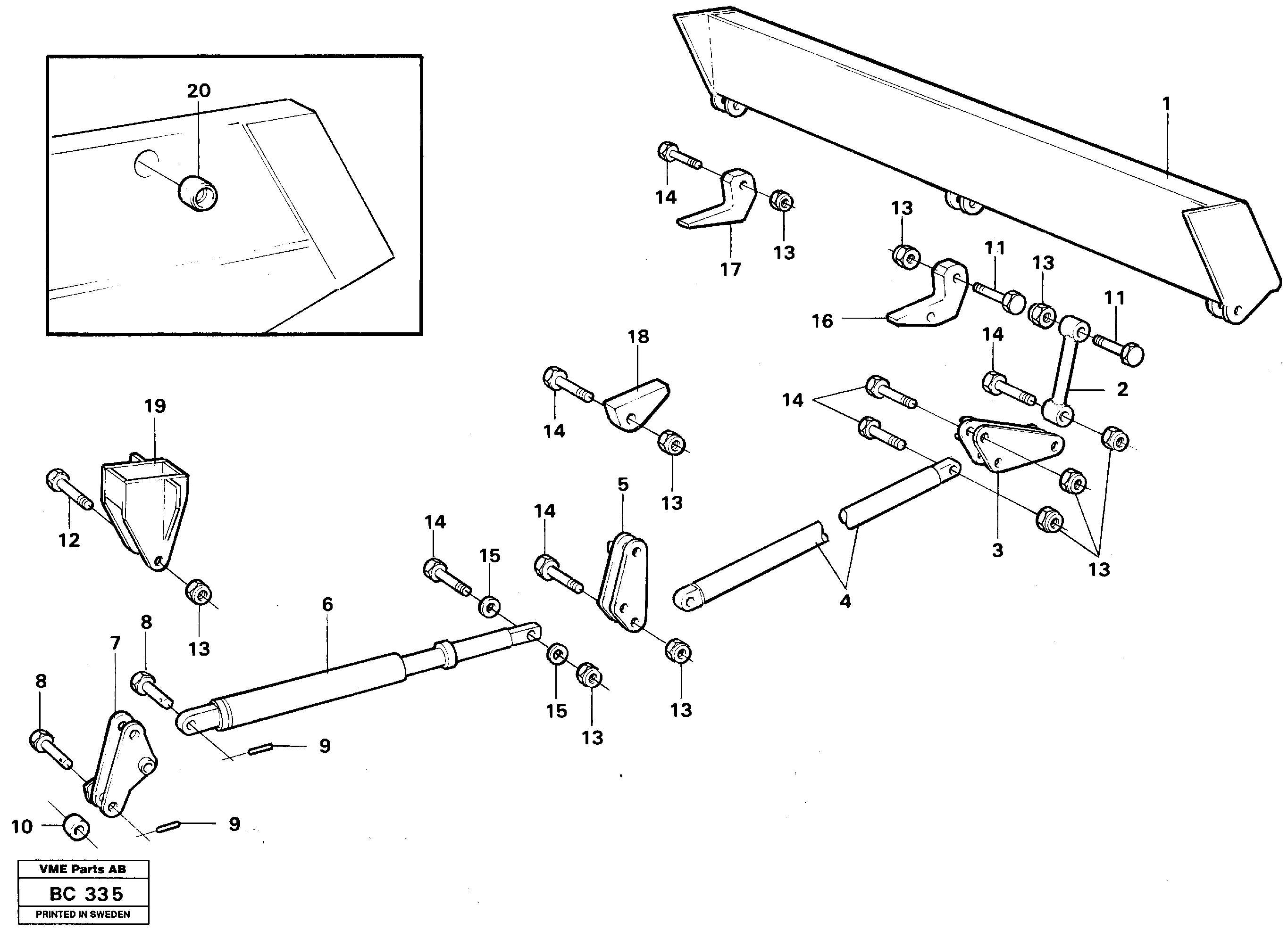 Схема запчастей Volvo A25C - 28557 Rear flap, mechanical A25C VOLVO BM VOLVO BM A25C SER NO - 10256/ - 60911