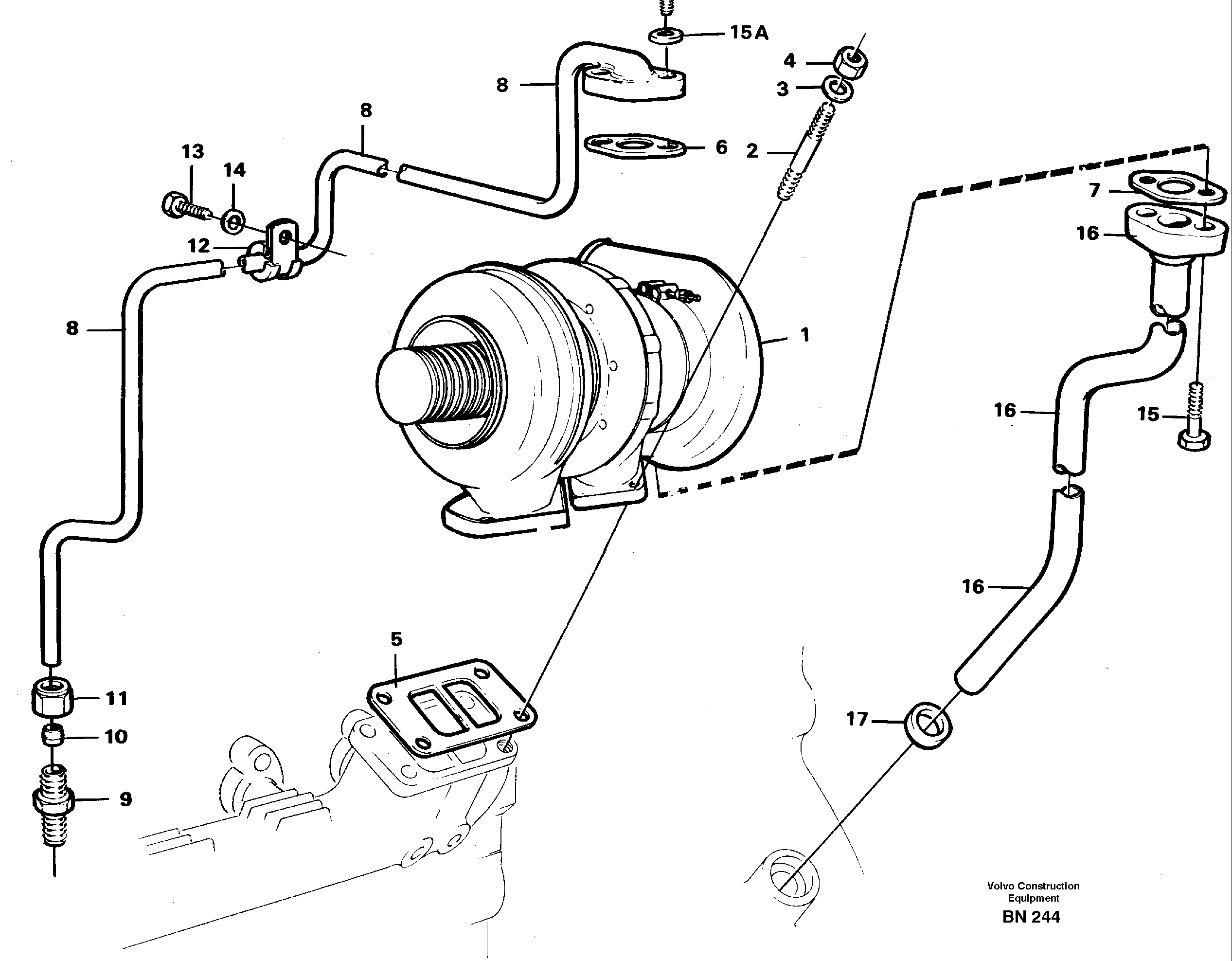 Схема запчастей Volvo A25C - 55137 Турбокомпрессор (турбина) с установочными деталями A25C