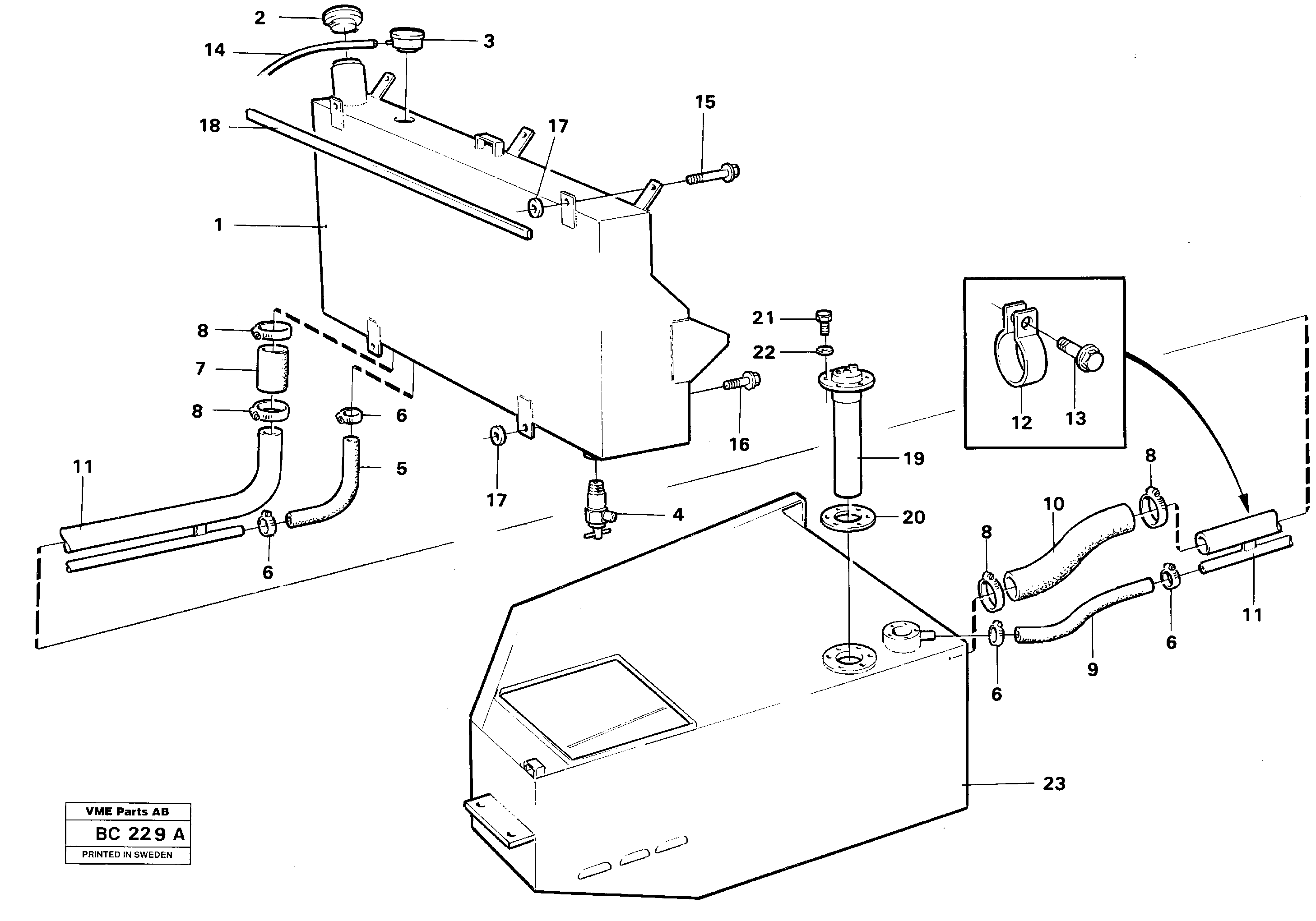 Схема запчастей Volvo A25C - 74778 Топливный бак (бензобак) A25C VOLVO BM VOLVO BM A25C SER NO - 10256/ - 60911