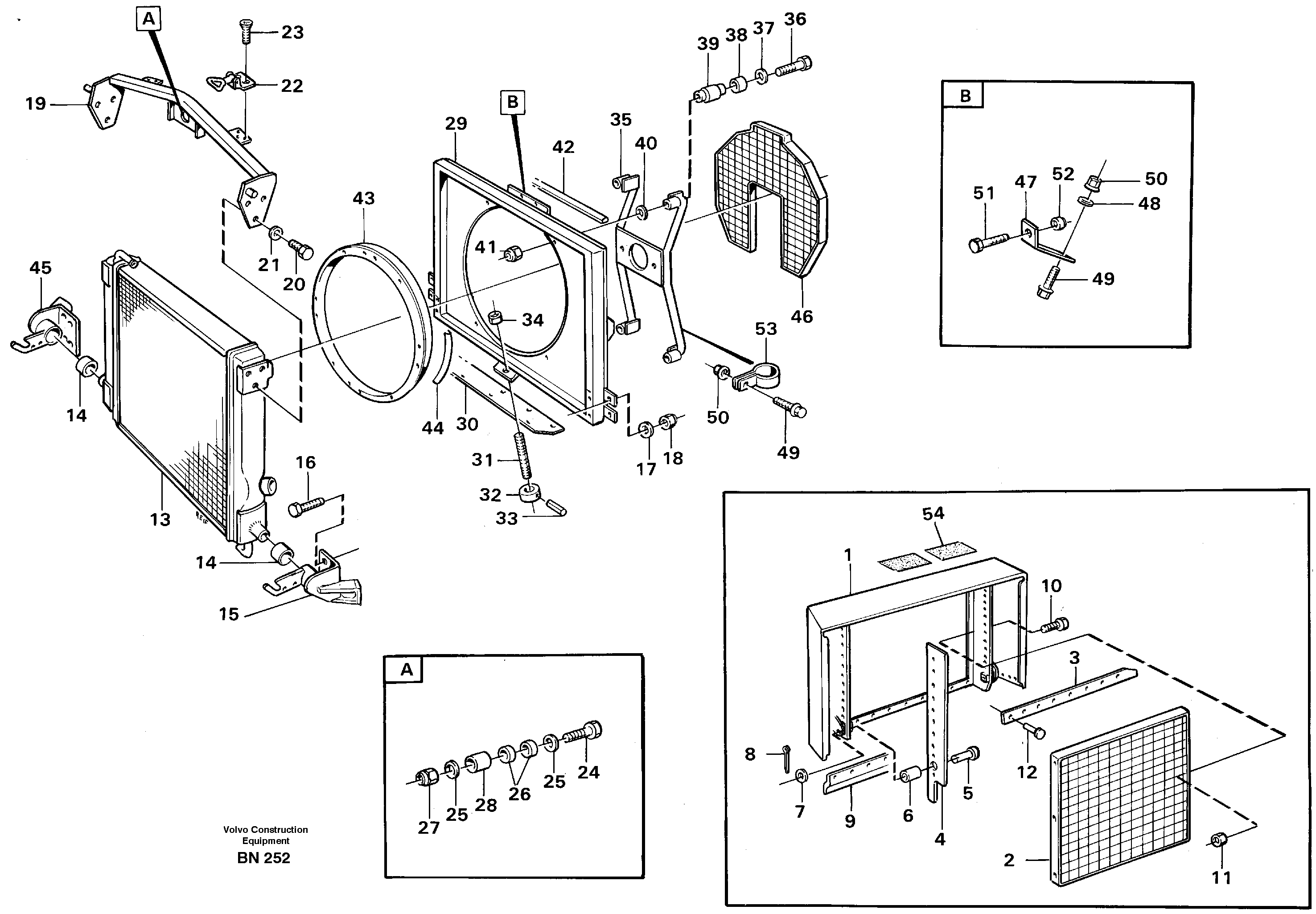 Схема запчастей Volvo A25C - 82361 Radiator, fitting A25C