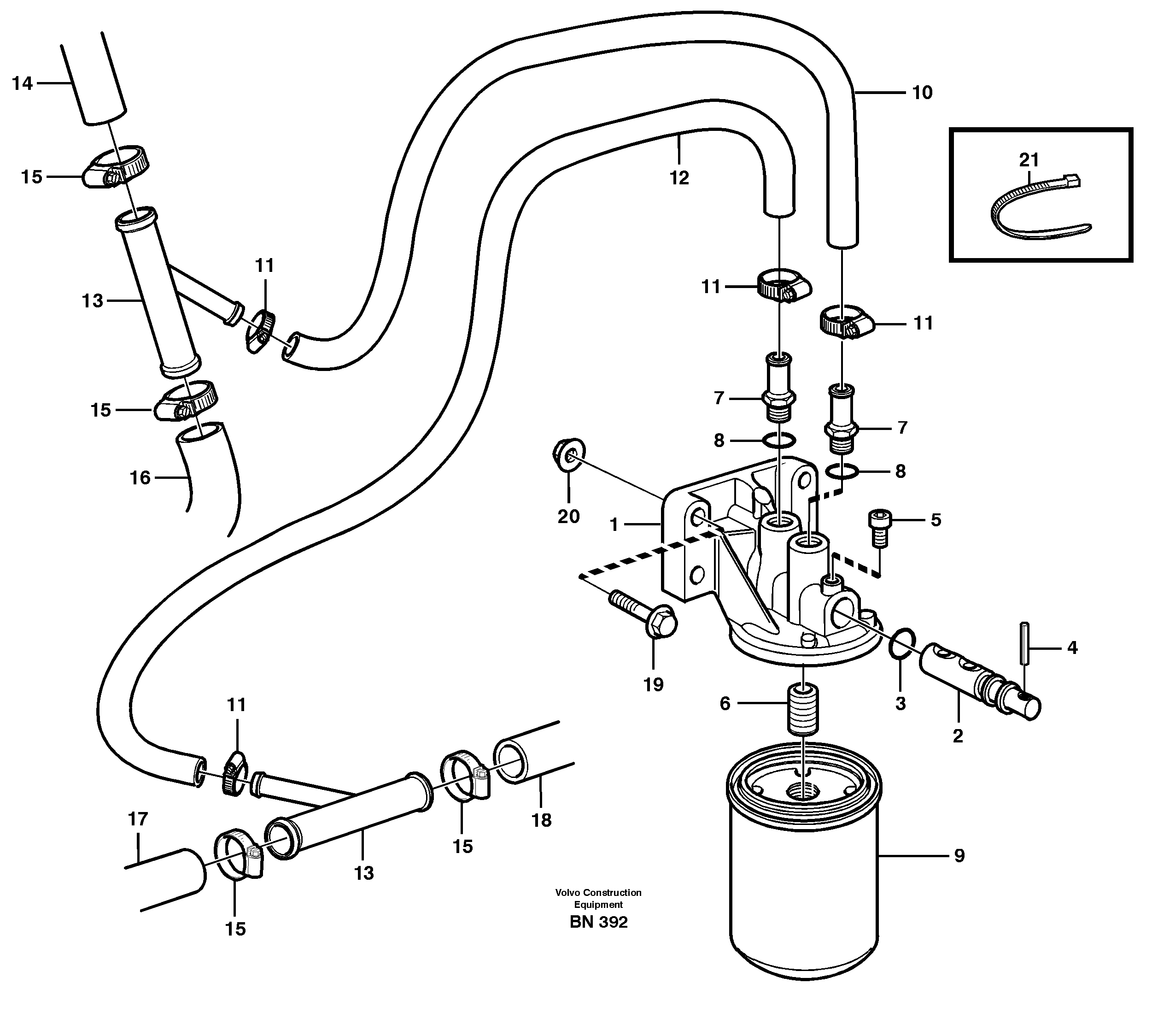 Схема запчастей Volvo A25C - 83185 Coolant filter A25C