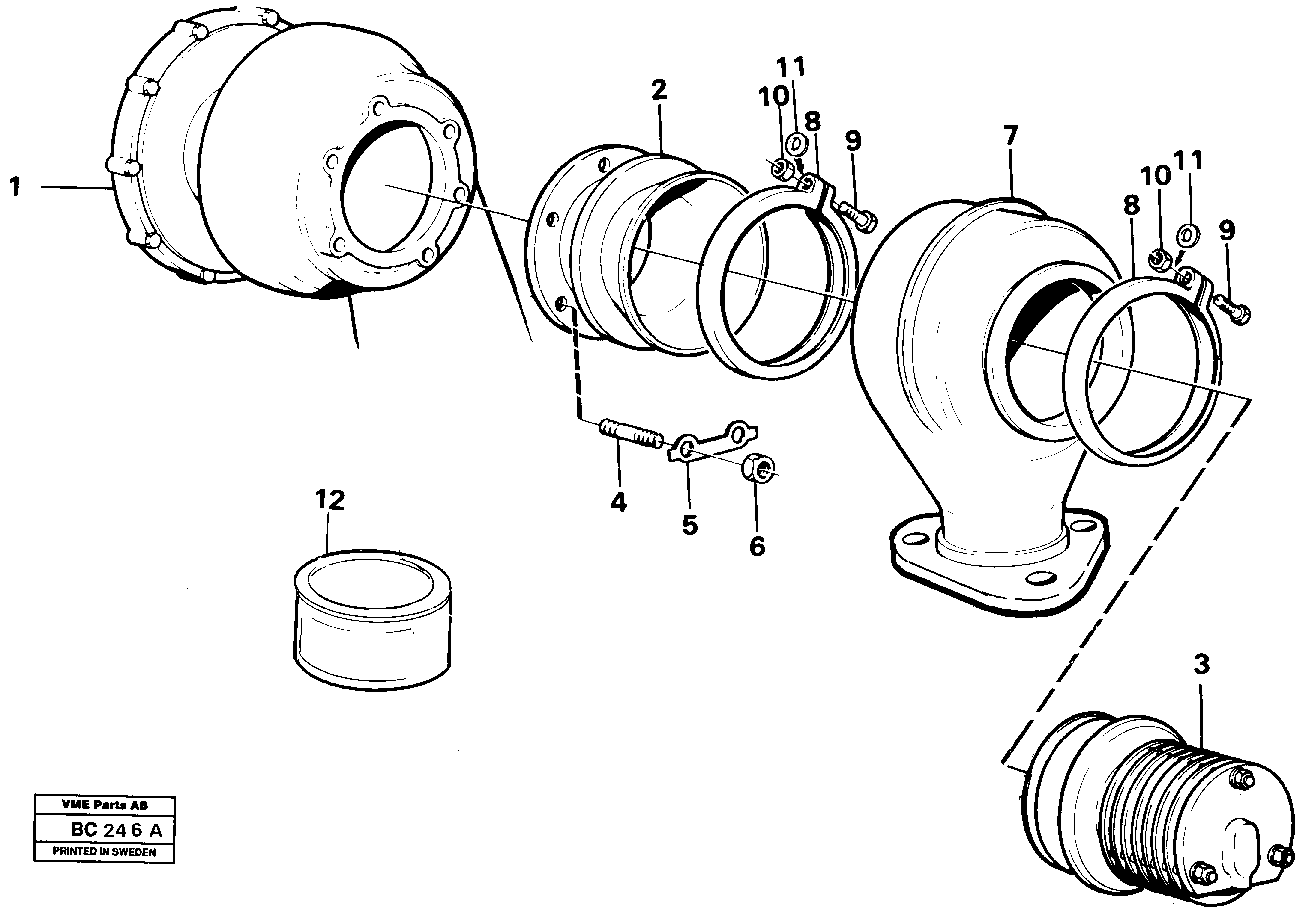 Схема запчастей Volvo A25C - 16854 Exhaust pressure regulator with Fitting Parts A25C VOLVO BM VOLVO BM A25C SER NO - 10256/ - 60911