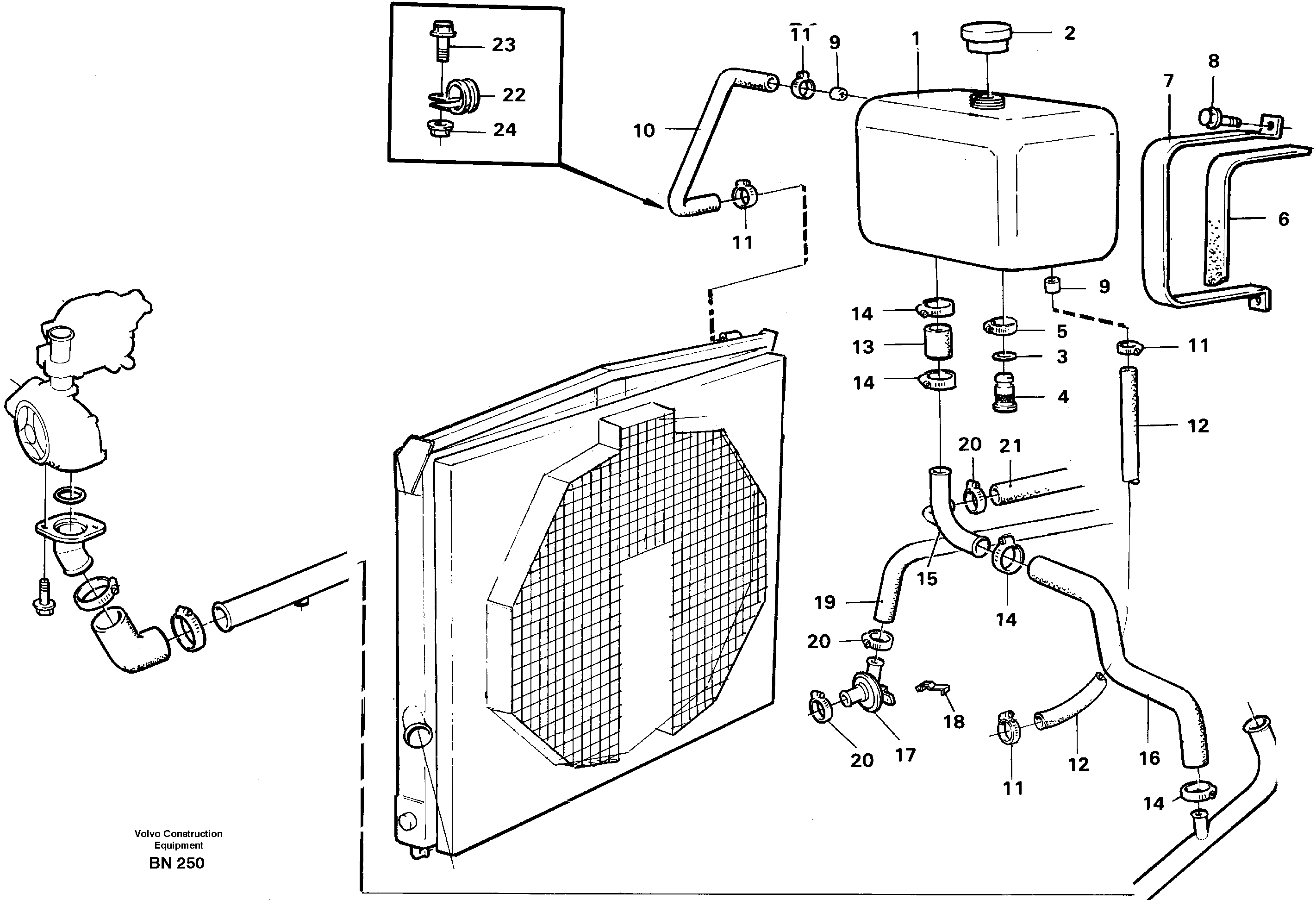 Схема запчастей Volvo A25C - 25333 Бак (бачок) расширительный A25C