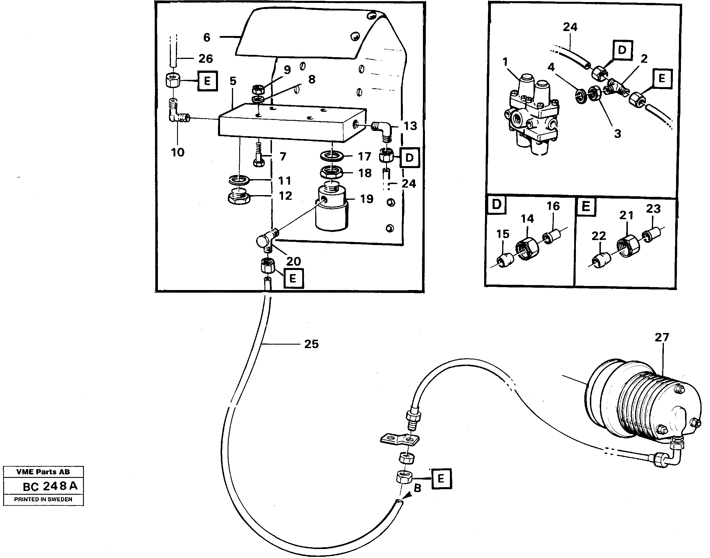Схема запчастей Volvo A25C - 82243 Comp. air controls, exhaust pressure regulator A25C VOLVO BM VOLVO BM A25C SER NO - 10256/ - 60911