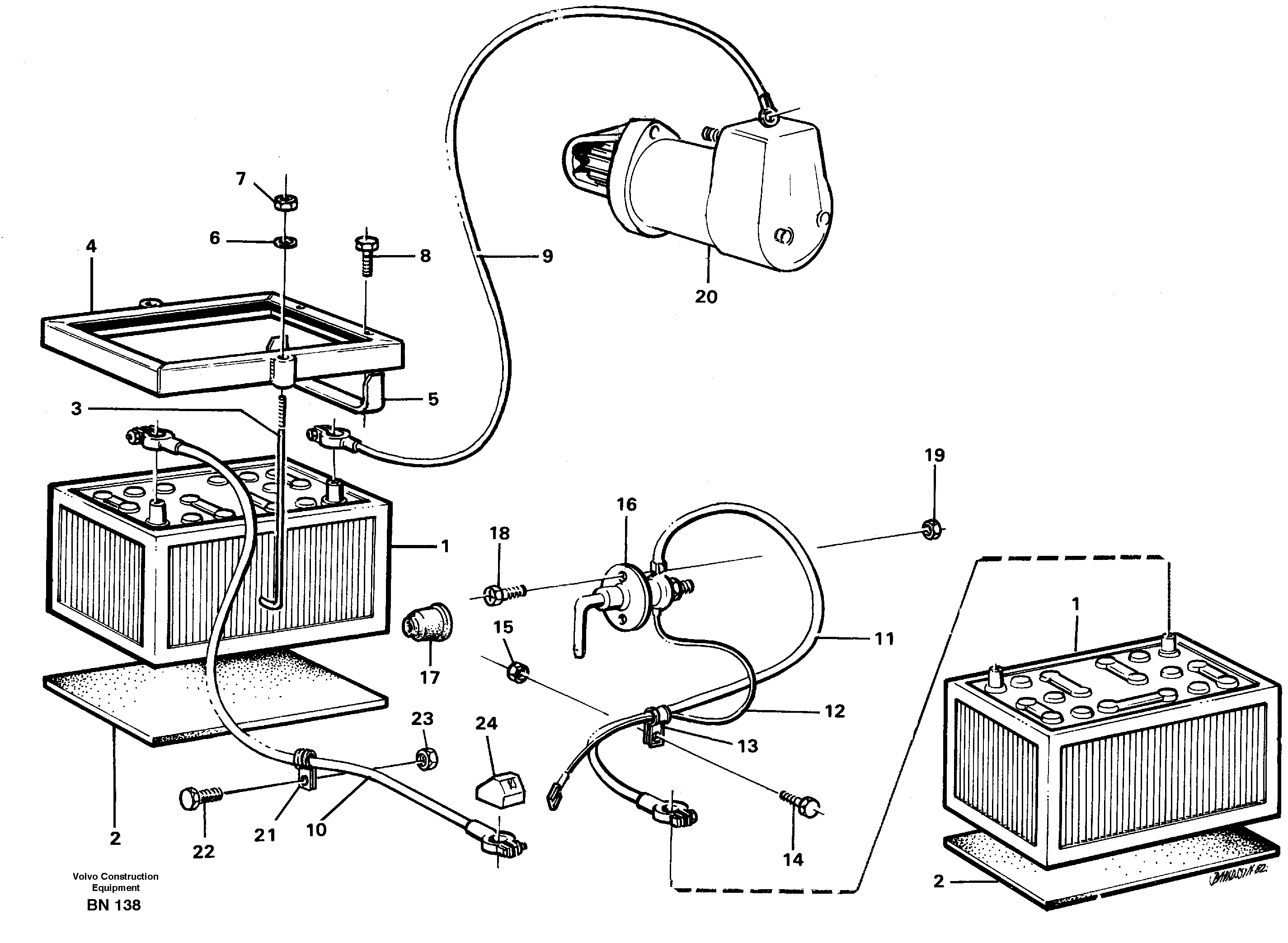 Схема запчастей Volvo A25C - 51583 Battery with fitting parts A25C