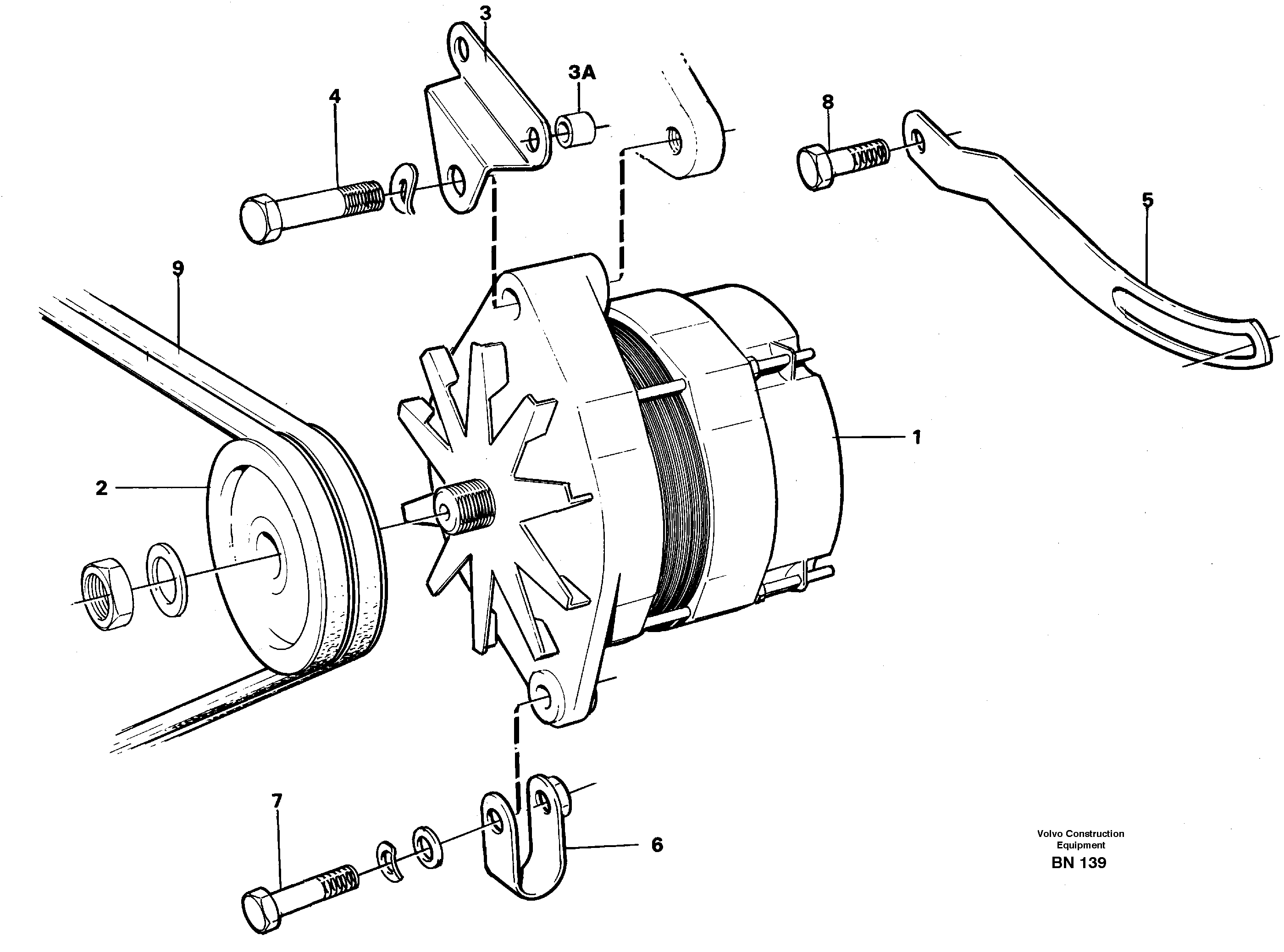 Схема запчастей Volvo A25C - 23548 Alternator with assembling details A25C