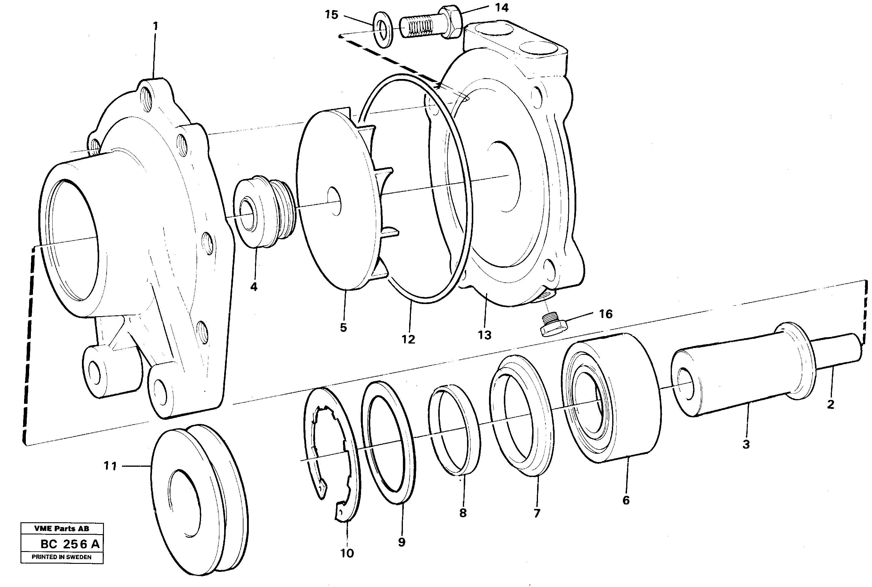 Схема запчастей Volvo A25C - 13579 Water pump, intercooler A25C VOLVO BM VOLVO BM A25C SER NO - 10256/ - 60911