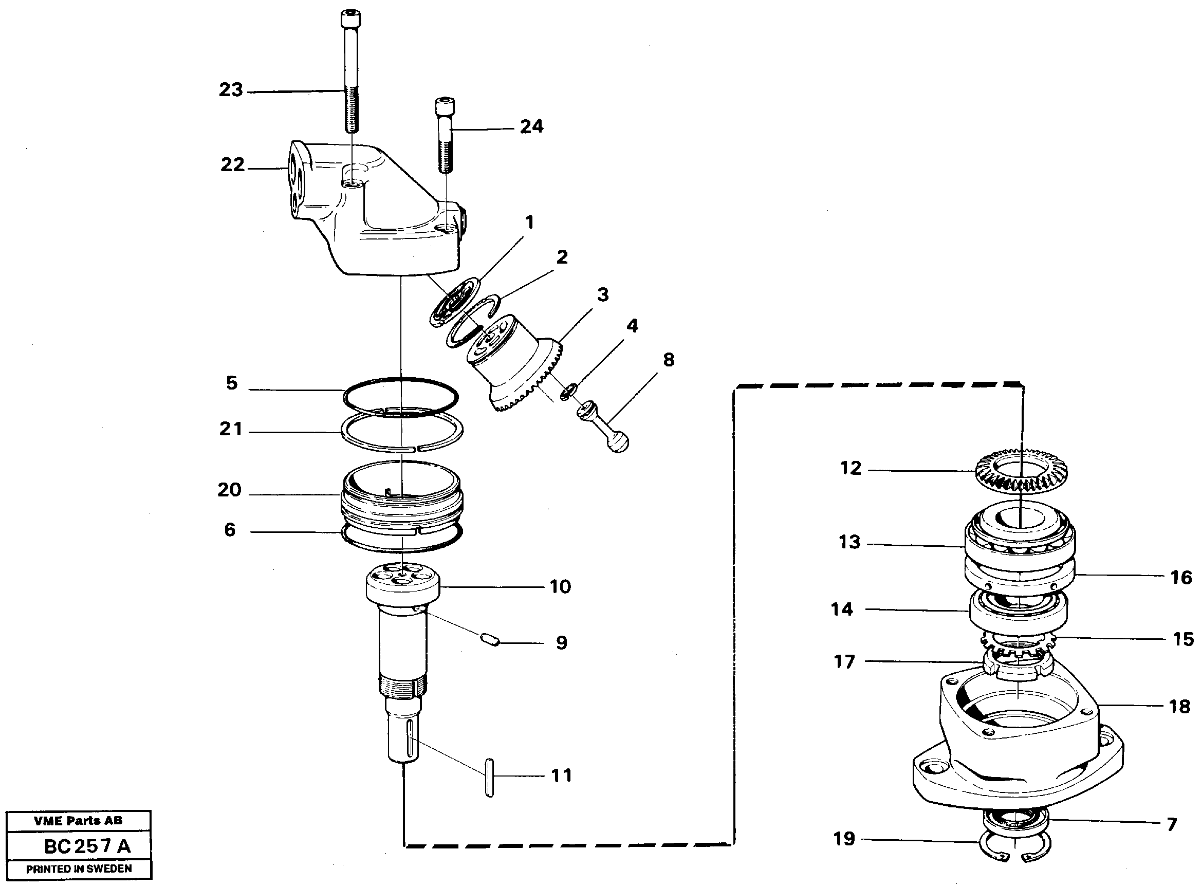 Схема запчастей Volvo A25C - 13585 Hydraulic motor, fan A25C VOLVO BM VOLVO BM A25C SER NO - 10256/ - 60911