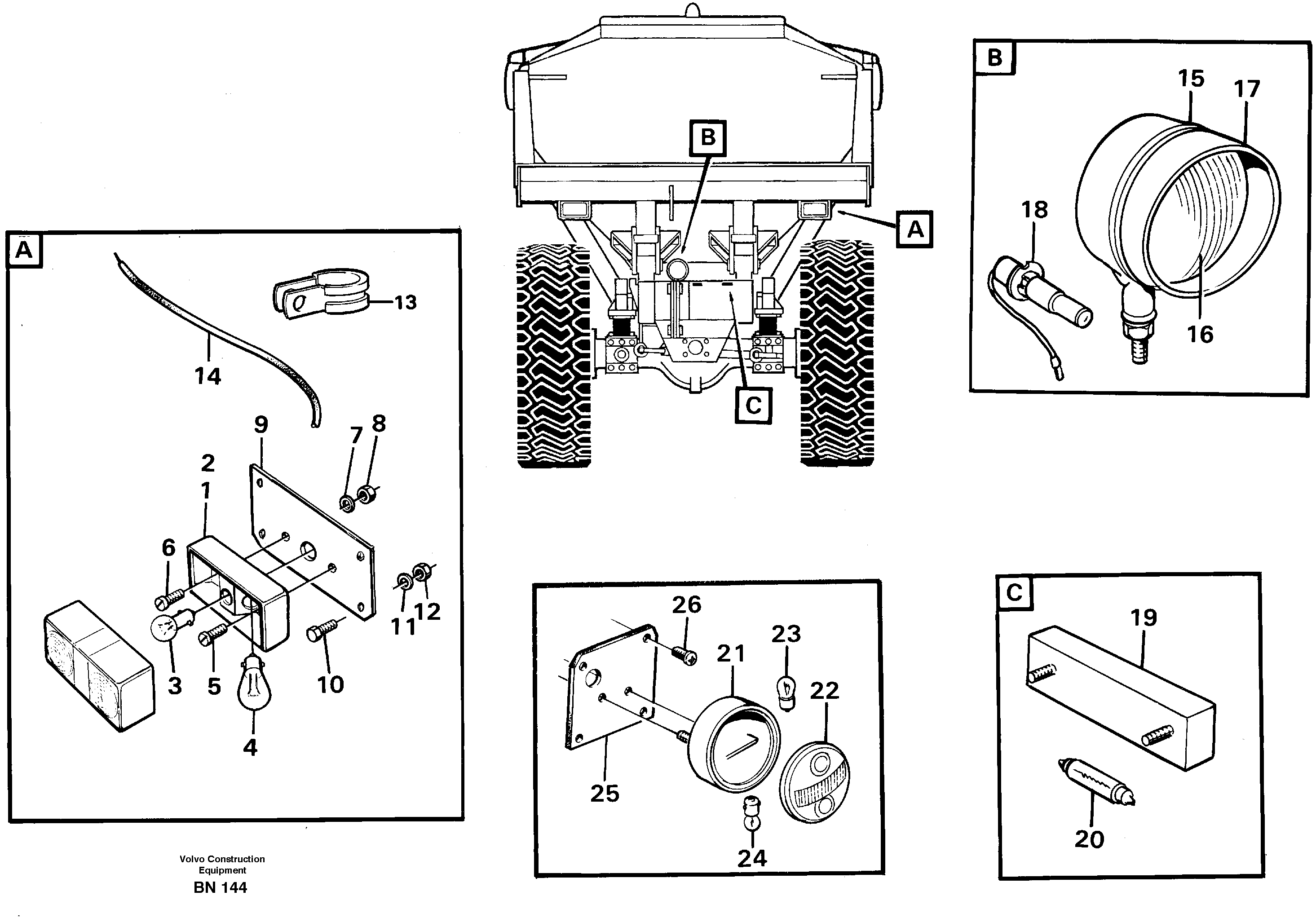 Схема запчастей Volvo A25C - 2439 Rear lighting A25C