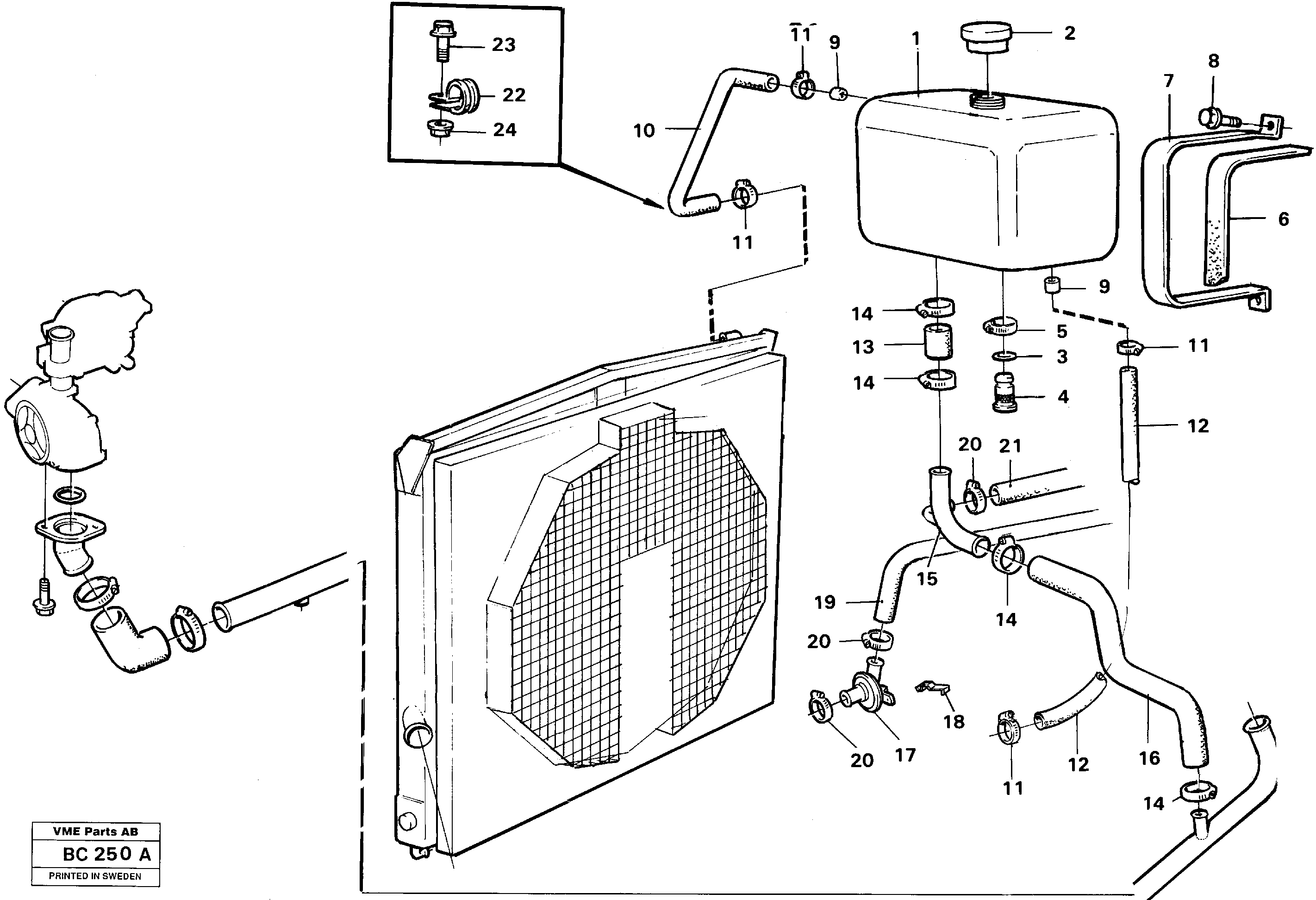 Схема запчастей Volvo A25C - 18527 Бак (бачок) расширительный A25C VOLVO BM VOLVO BM A25C SER NO - 10256/ - 60911