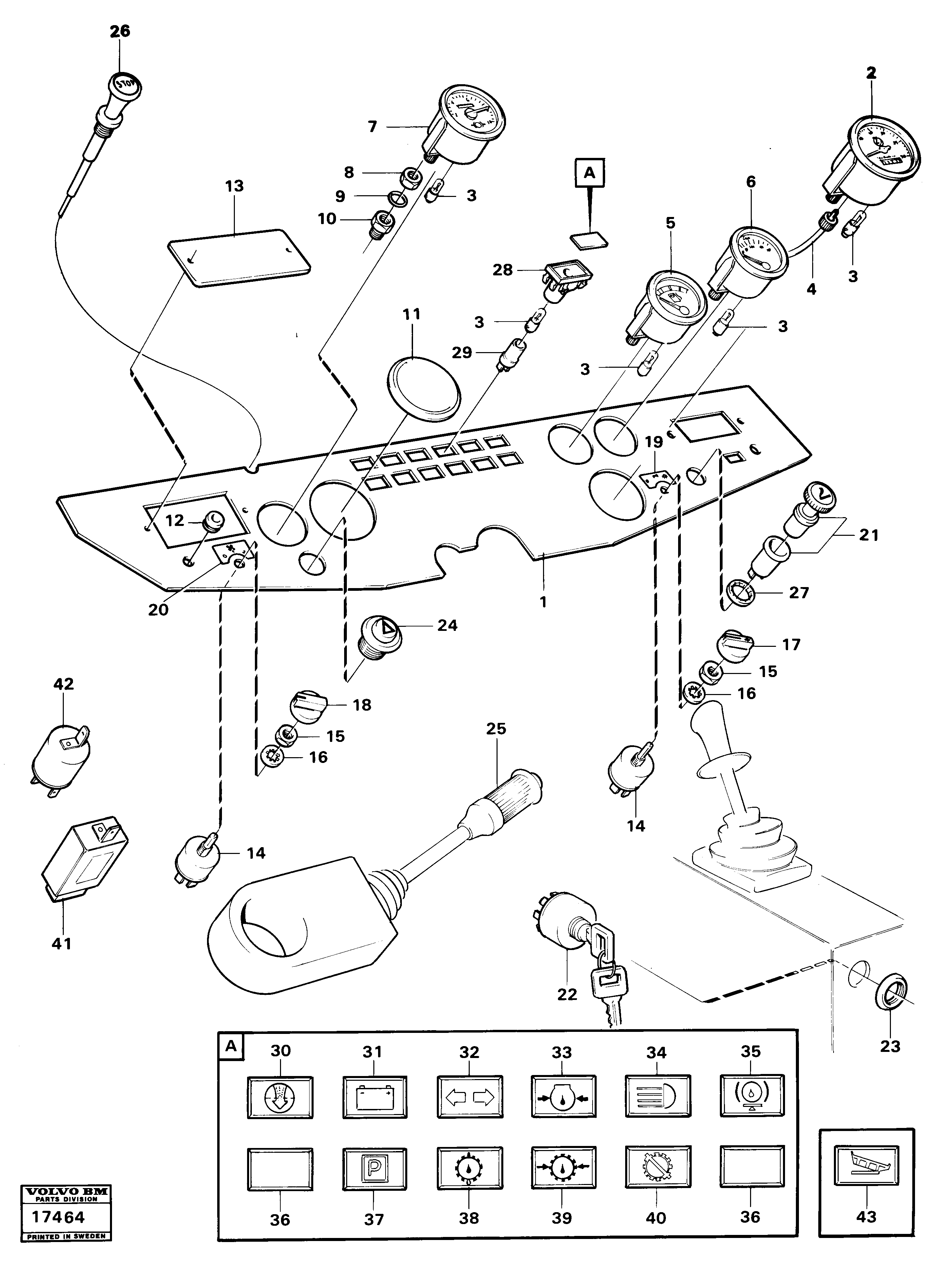 Схема запчастей Volvo 861 861 - 1193 Instrument panel tillv nr 59472 - 