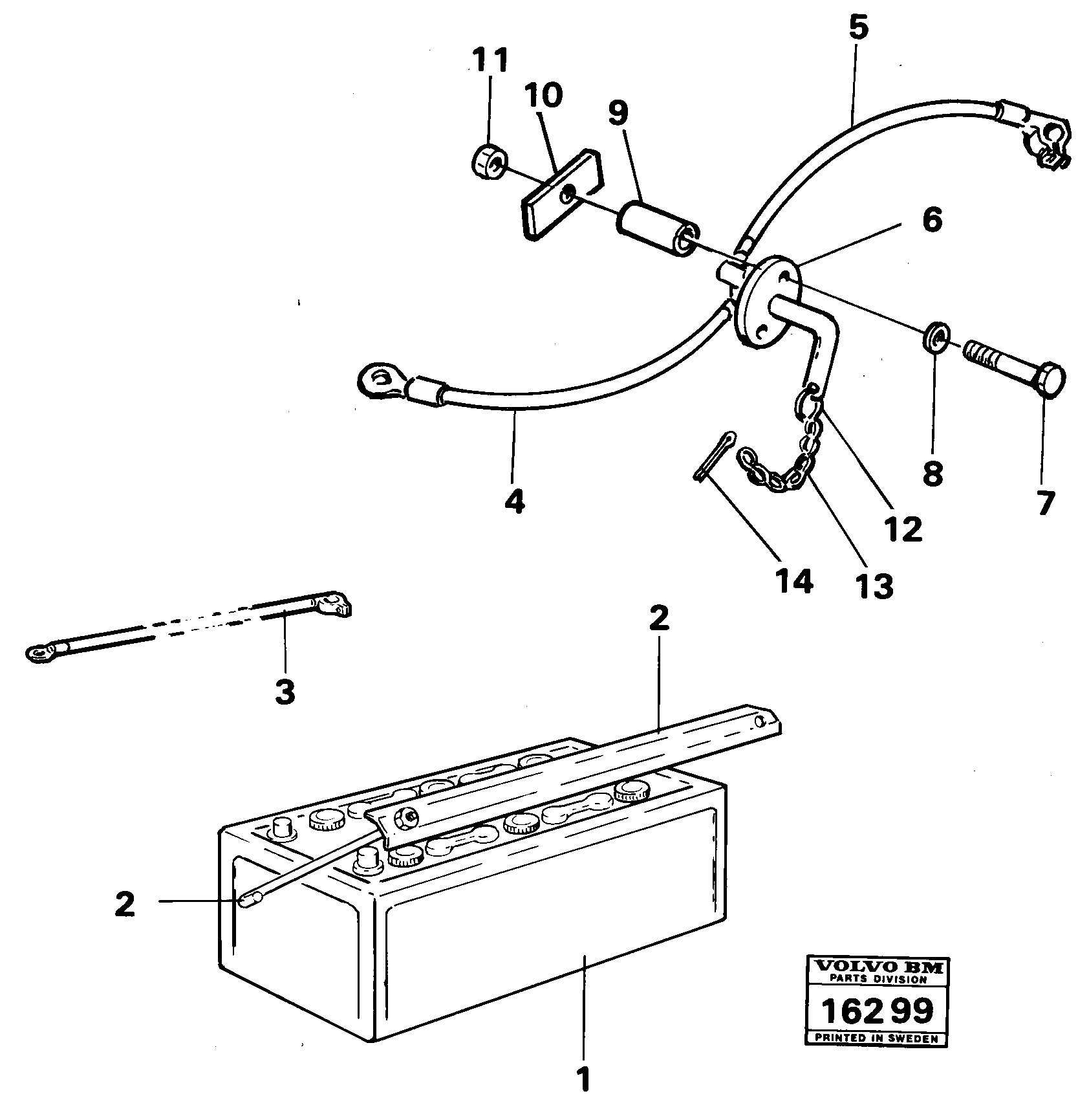 Схема запчастей Volvo 861 861 - 13005 Battery with assembling details 