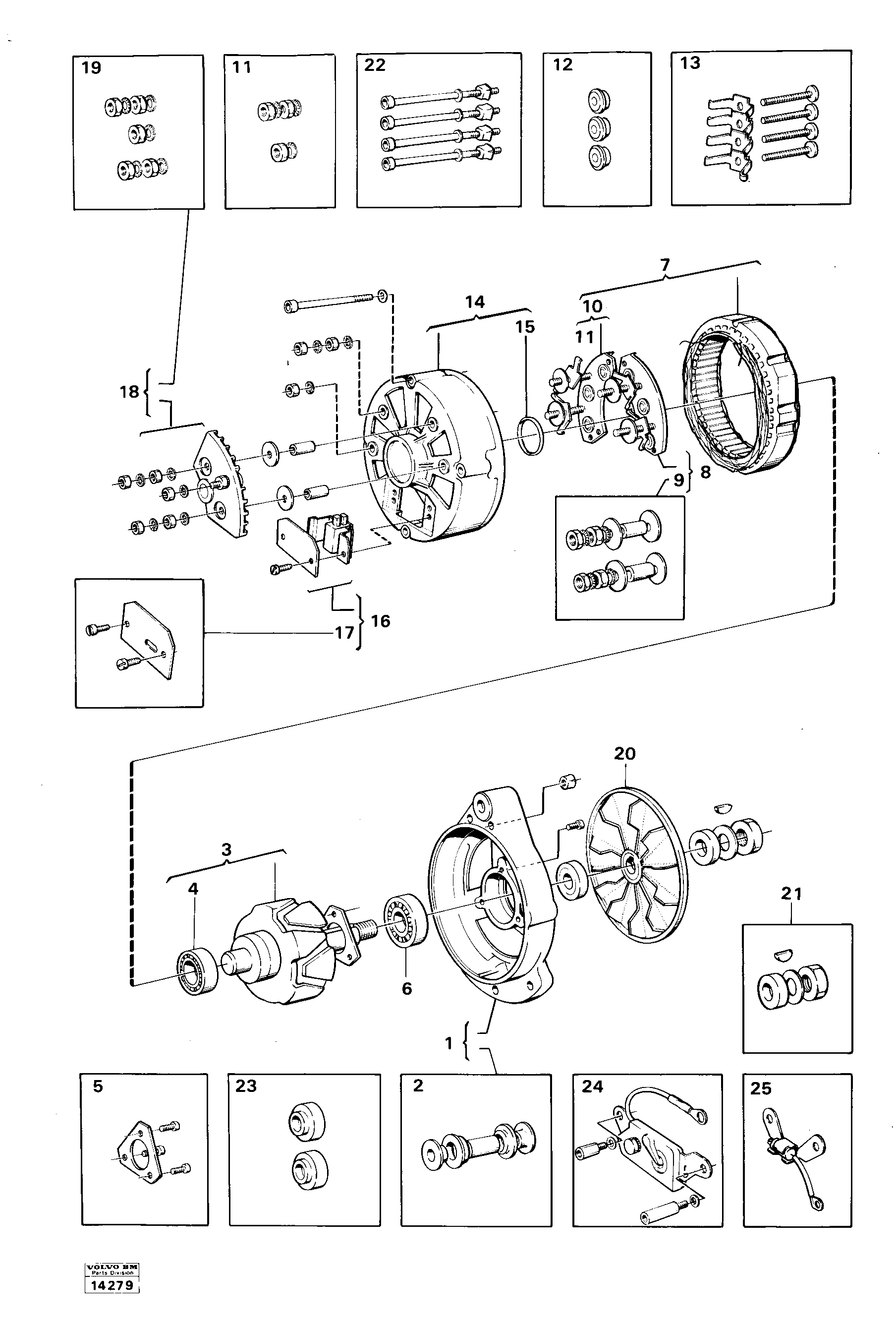 Схема запчастей Volvo 861 861 - 13007 Alternator 99002 