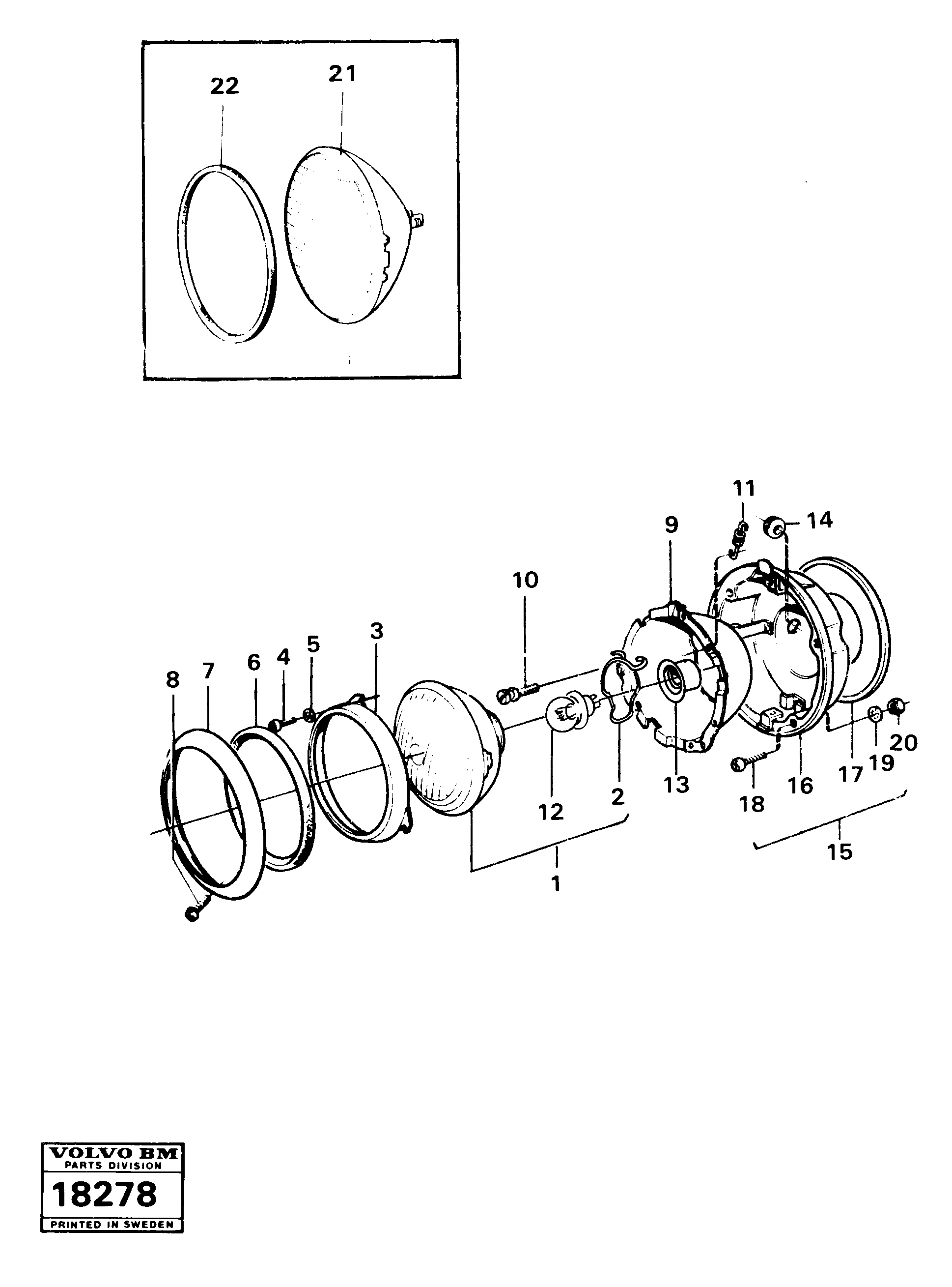 Схема запчастей Volvo 861 861 - 29874 Headlamp 