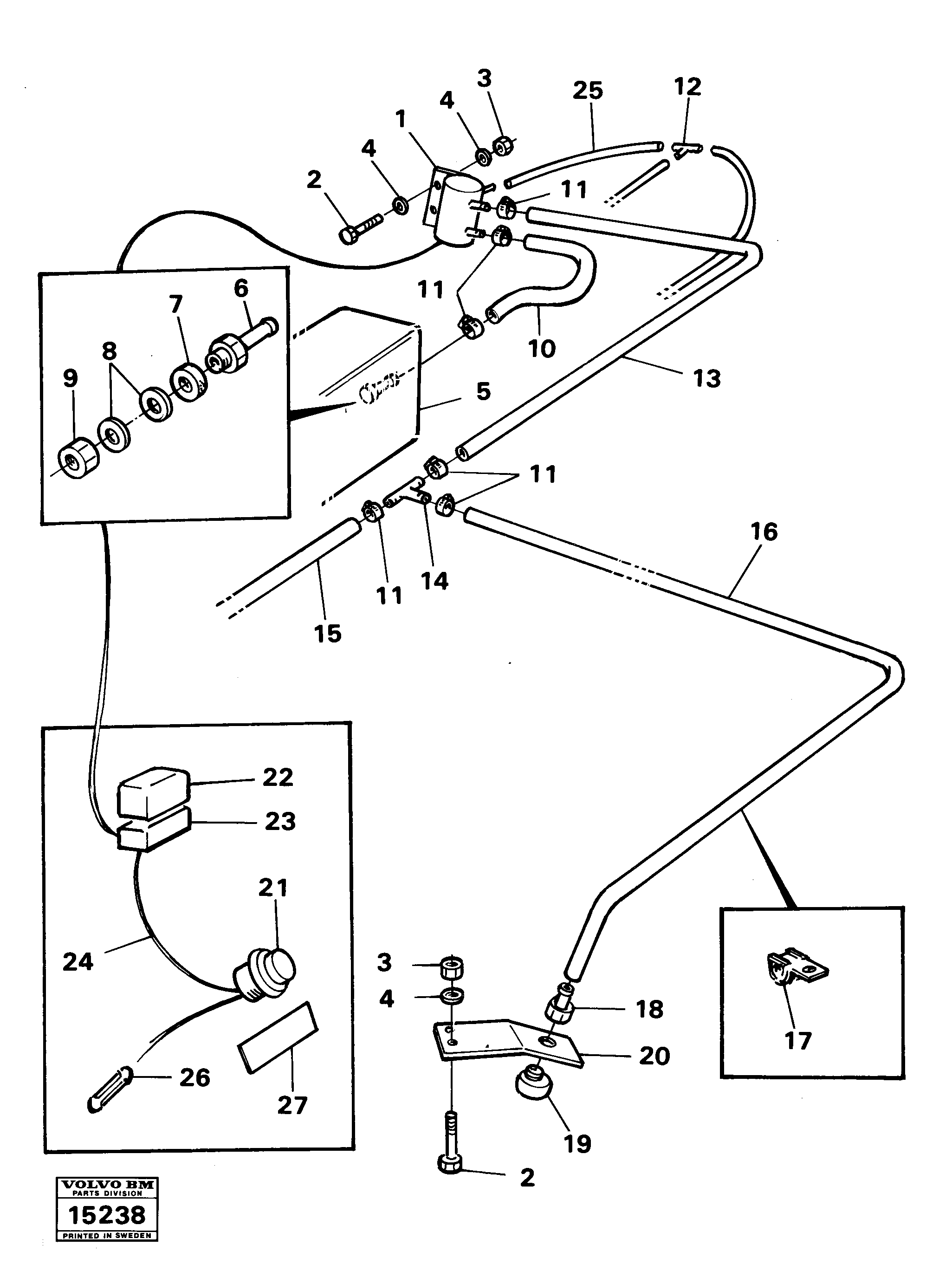 Схема запчастей Volvo 861 861 - 73874 Headlight washer 98976 (6362) 