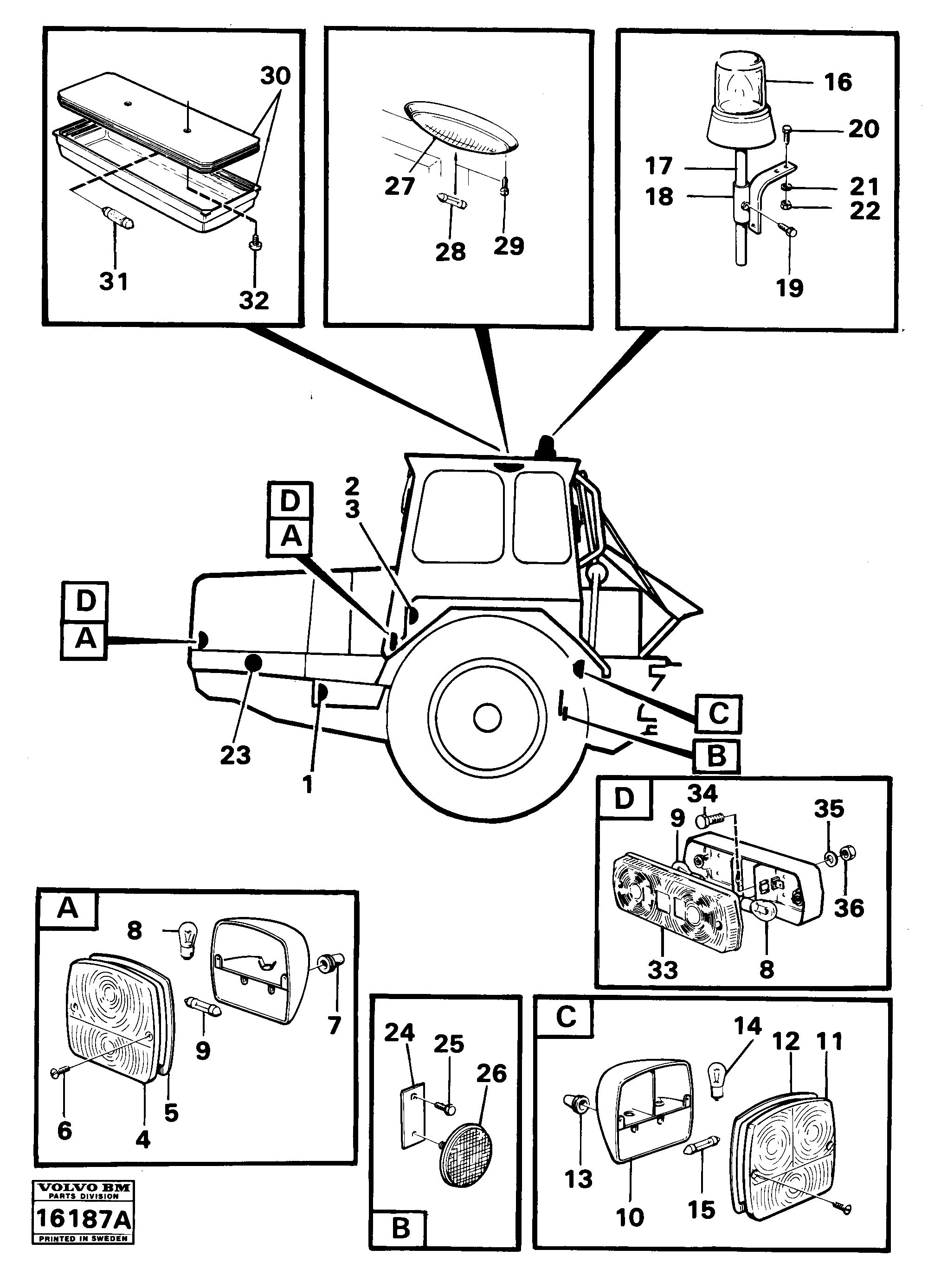 Схема запчастей Volvo 861 861 - 98788 Lighting,tractor 