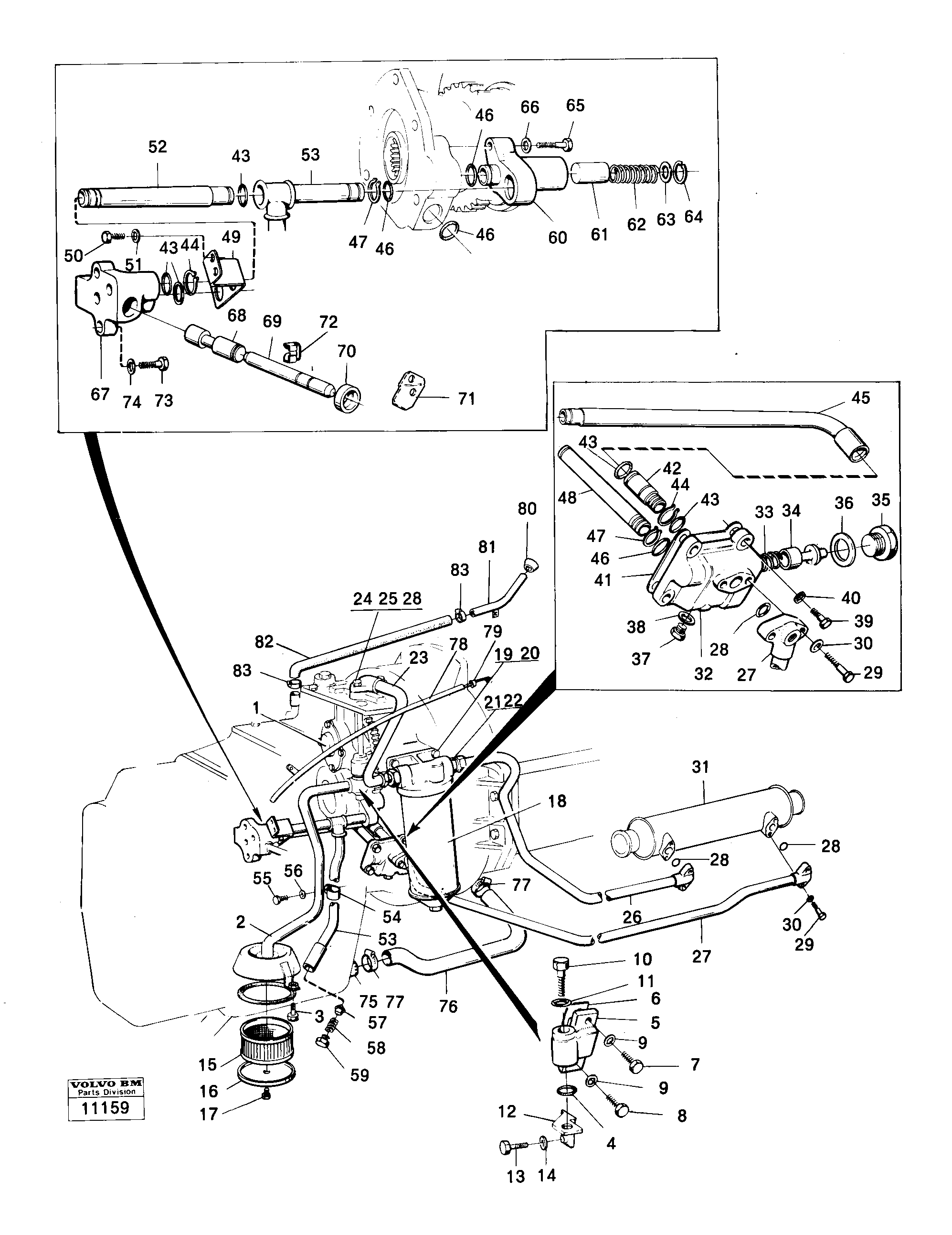 Схема запчастей Volvo 861 861 - 83262 Hydraulic lines and valve 