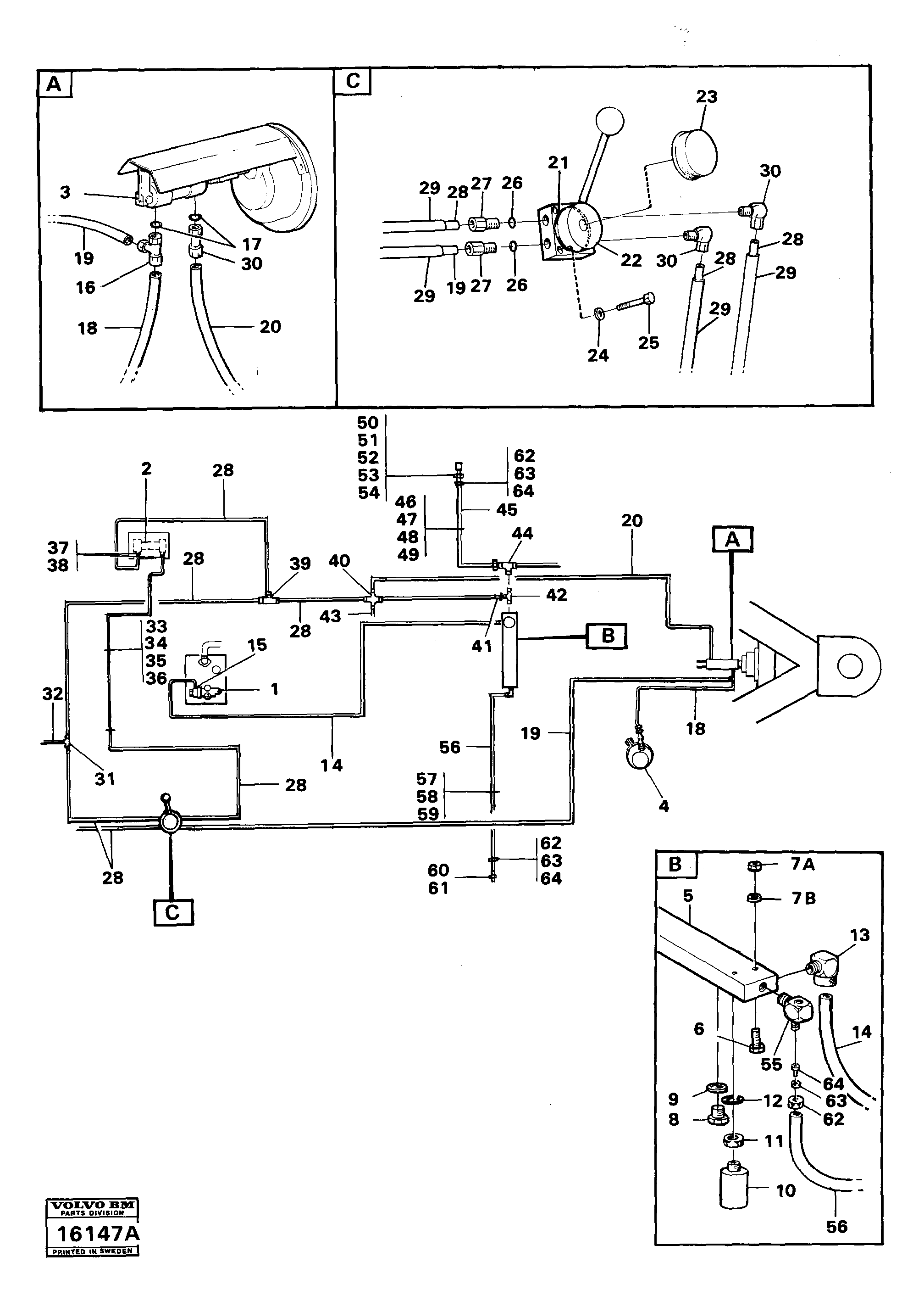 Схема запчастей Volvo 861 861 - 91315 Pneumatic system for operation of controls Serial No. - 59471 