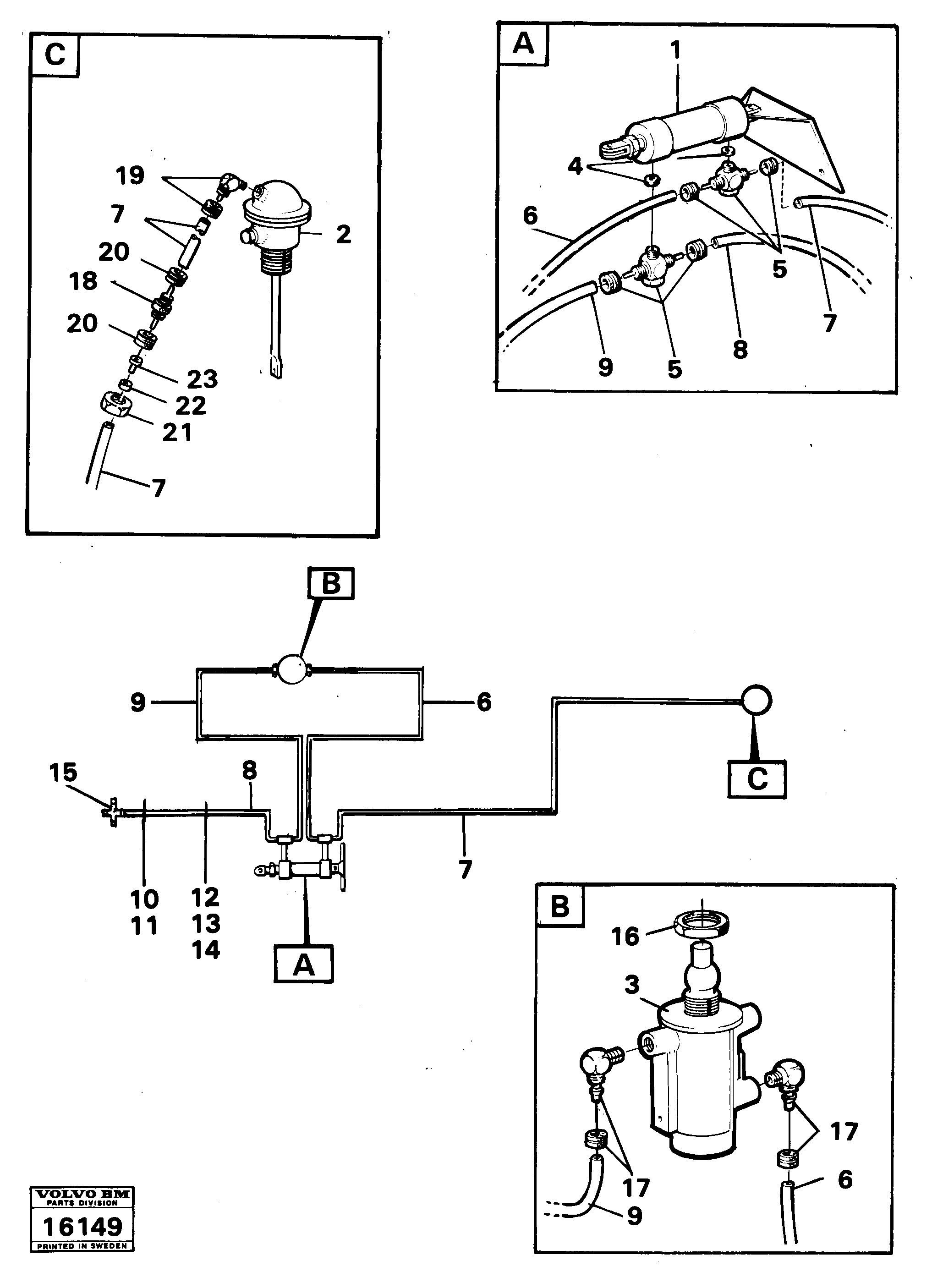 Схема запчастей Volvo 861 861 - 34376 Pneumatic system for operation of Differential 