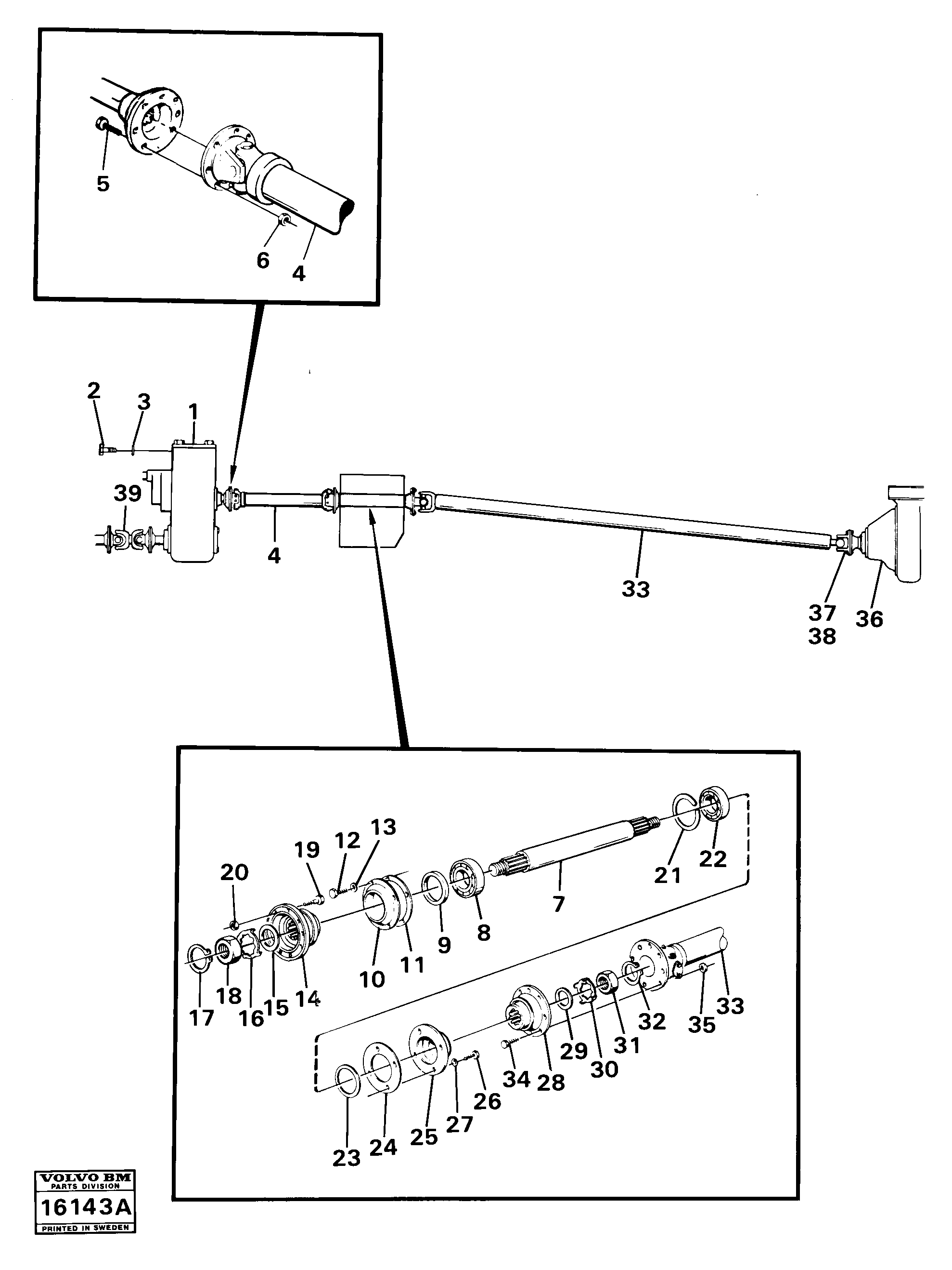 Схема запчастей Volvo 861 861 - 21910 Propeller shafts with fitting parts 