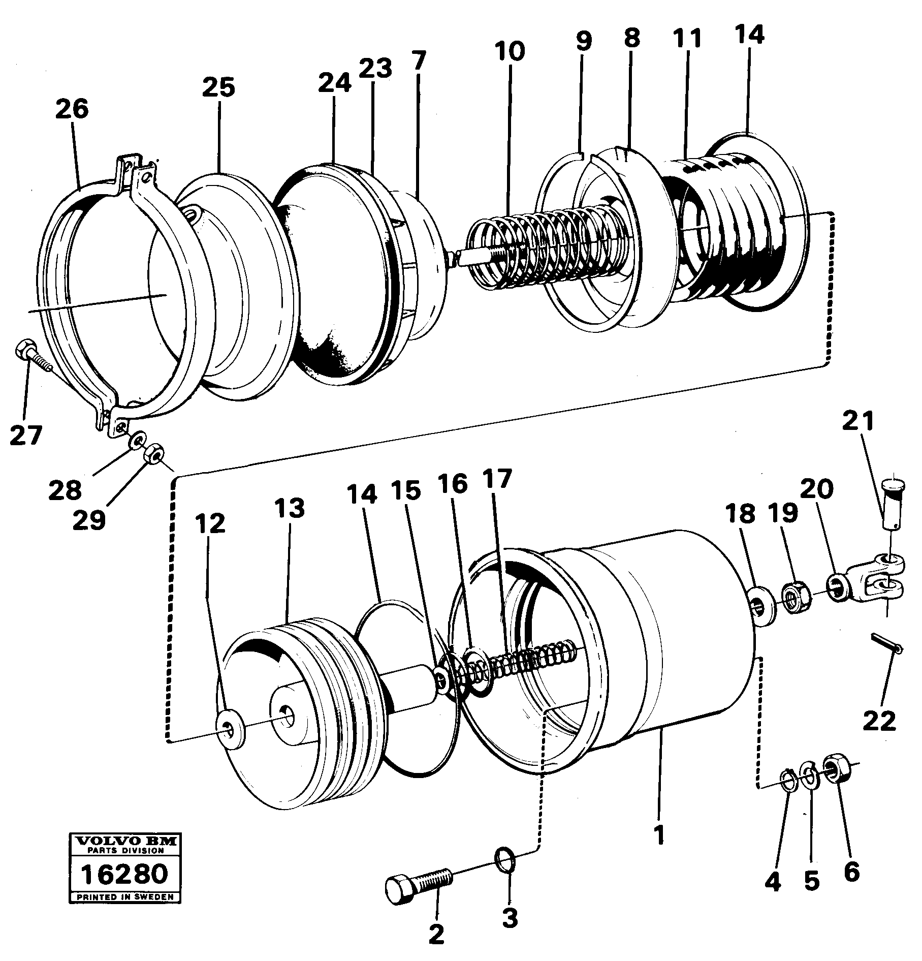 Схема запчастей Volvo 861 861 - 11665 Spring-brake cylinder 