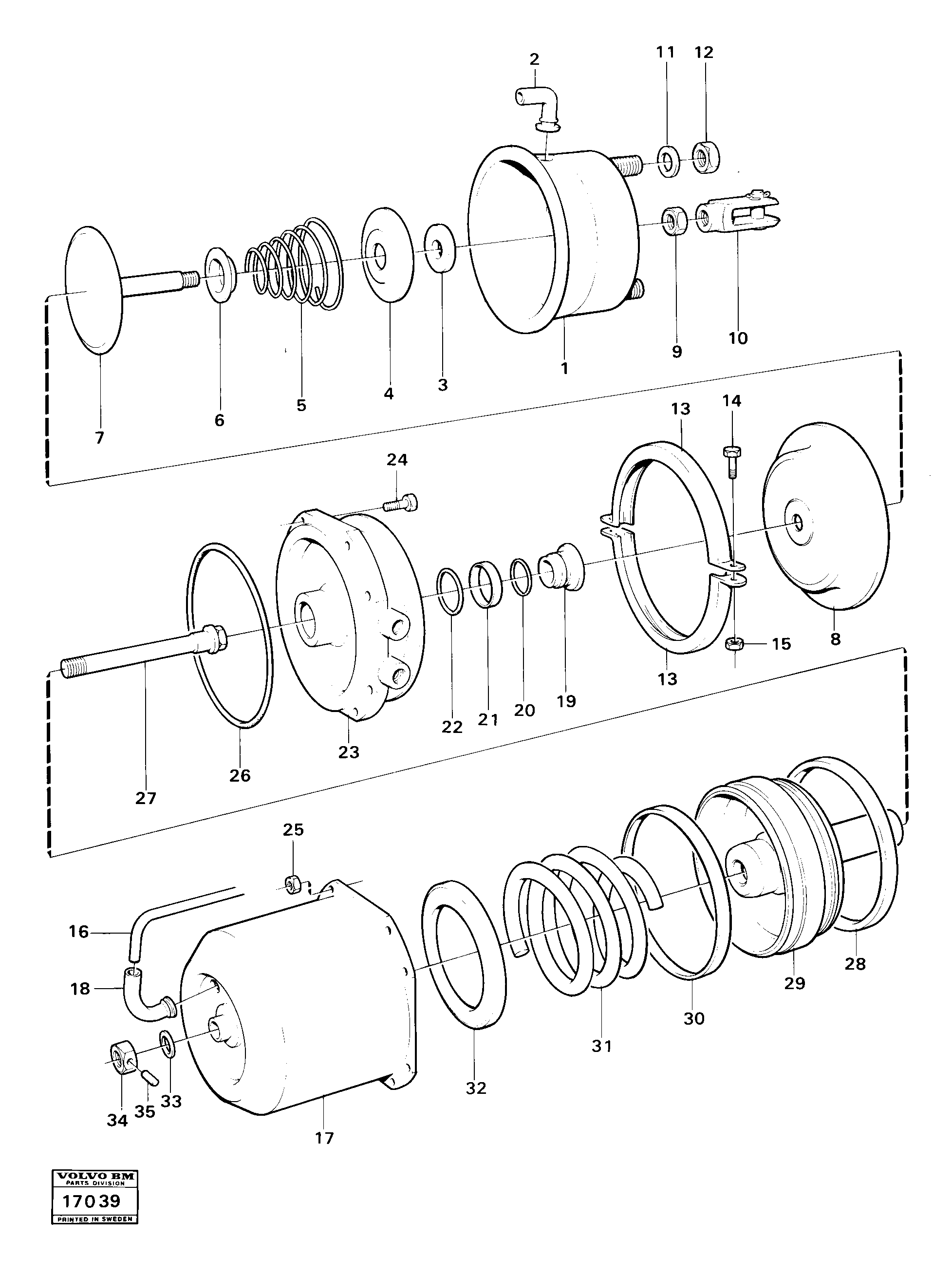 Схема запчастей Volvo 861 861 - 11667 Spring-brake cylinder 
